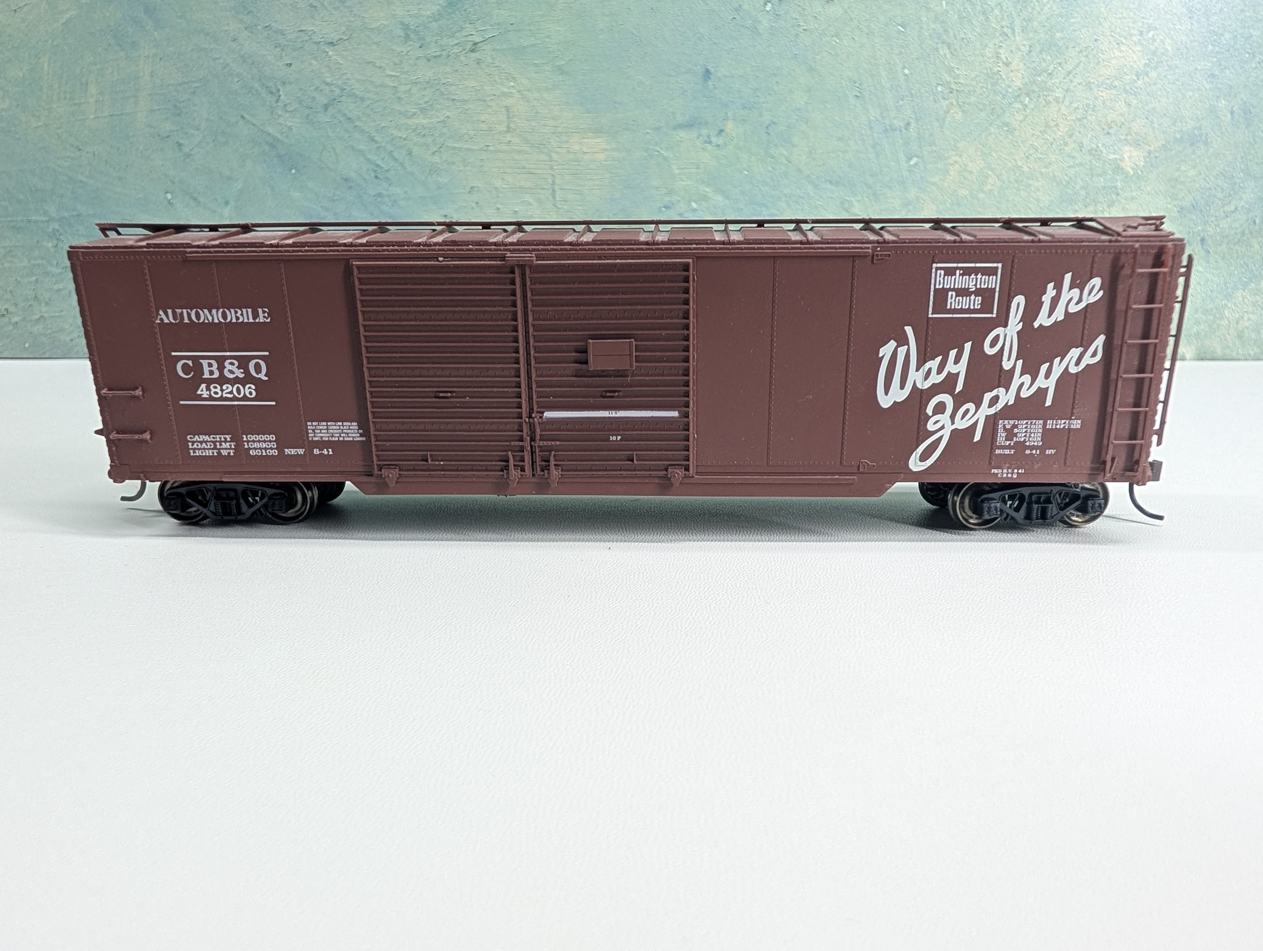USED Life-Like HO Scale 50' DD Box Car Proto Burlington CB&Q #48206 Metal Wheels