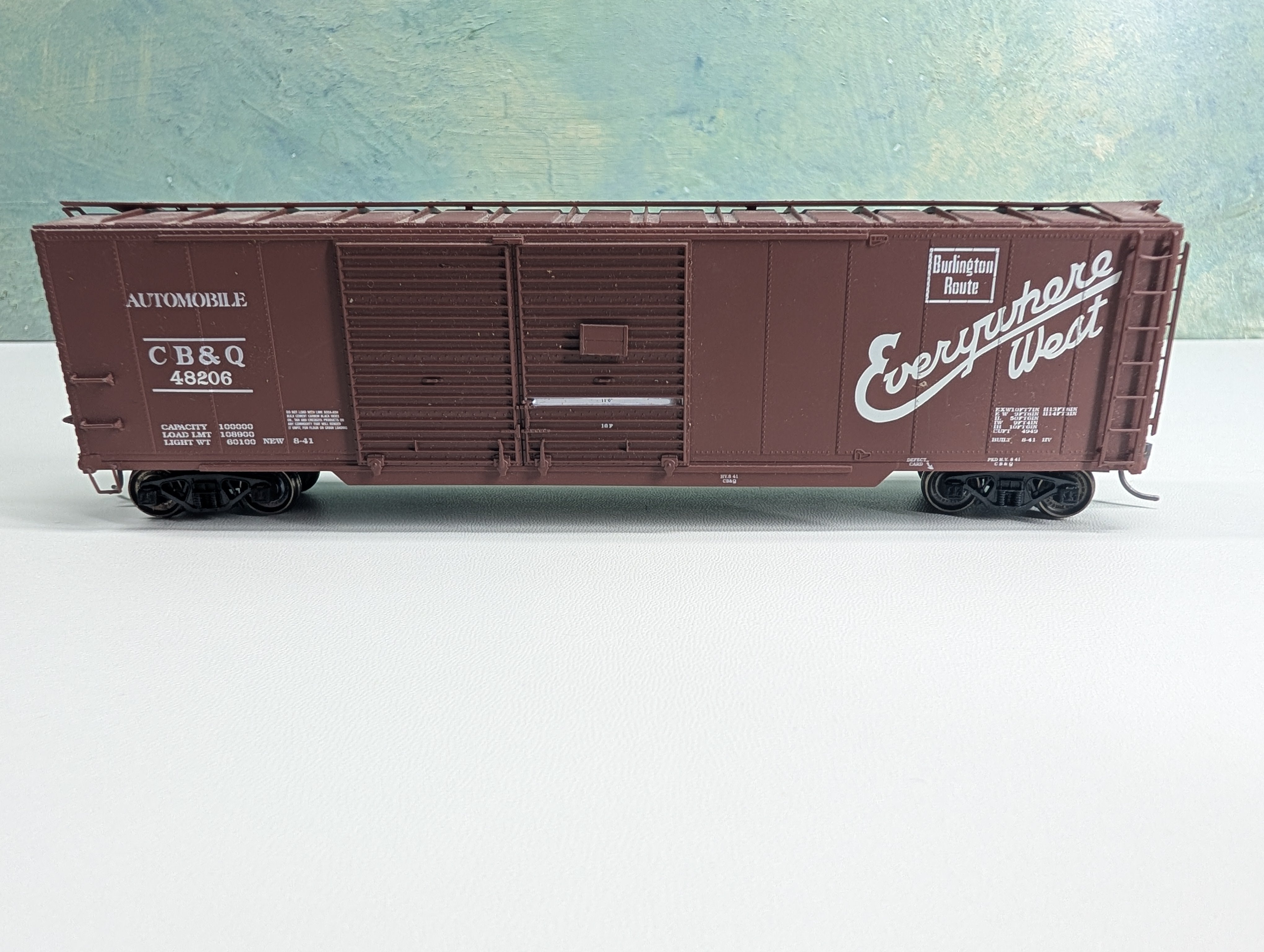 USED Life-Like HO Scale 50' DD Box Car Proto Burlington CB&Q #48206 Metal Wheels