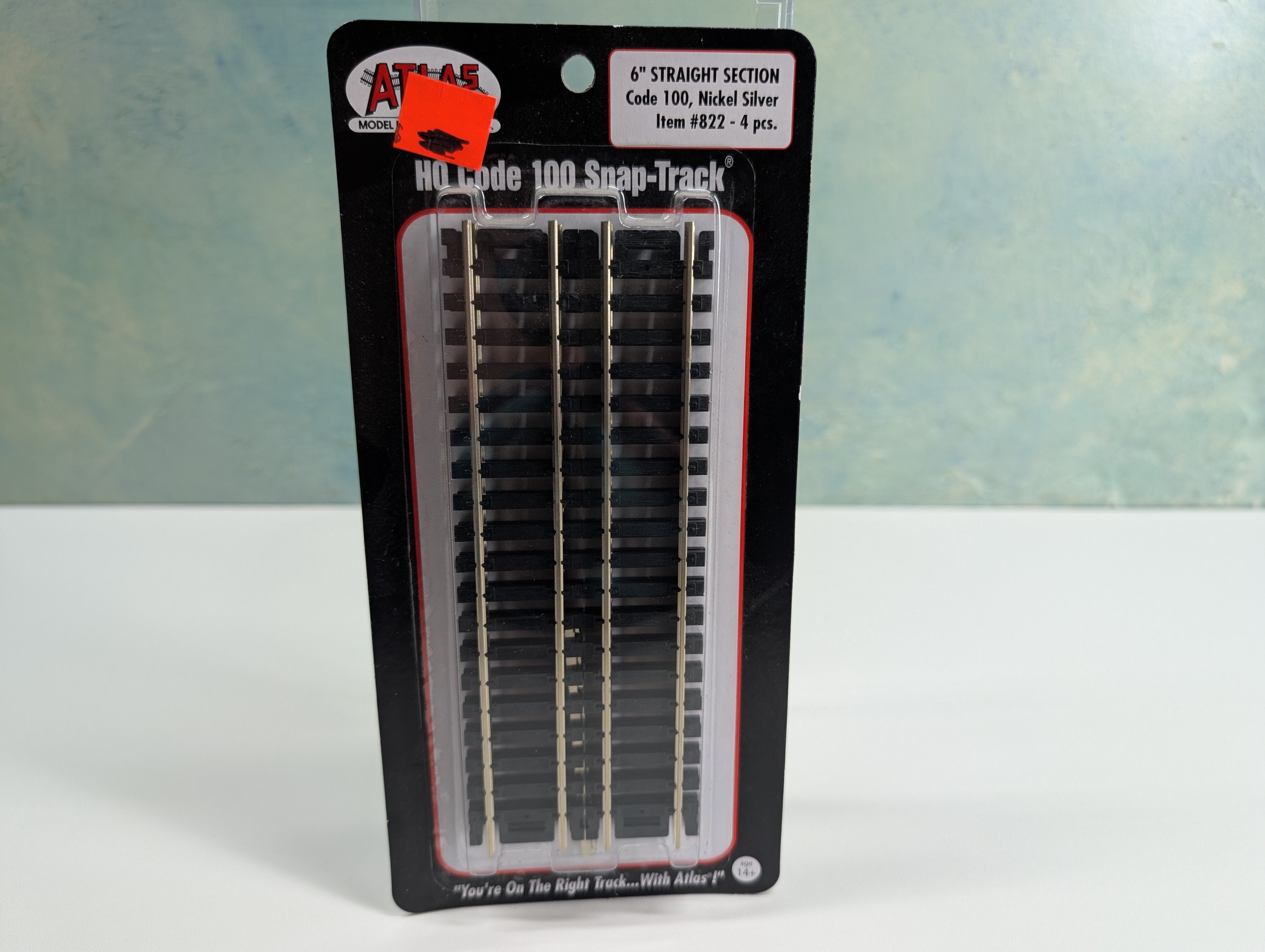 Atlas 822 HO Scale 6" Straight Track, Code 100 Nickel Silver Snap-Track (4 pcs)