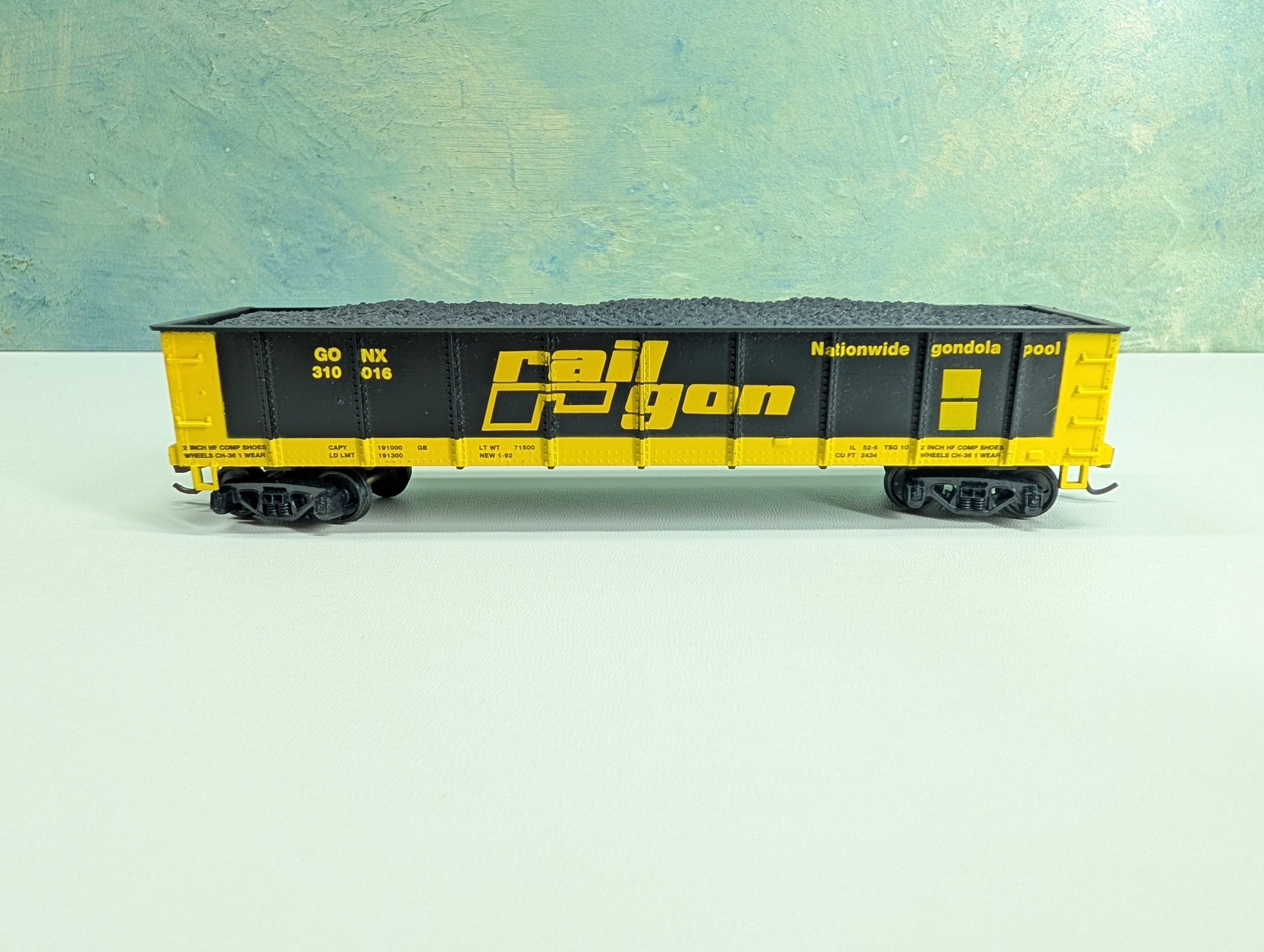 USED Mantua HO Scale 45' Gondola w/ Coal Load Railgon GONX #310016 w/ Coal Load