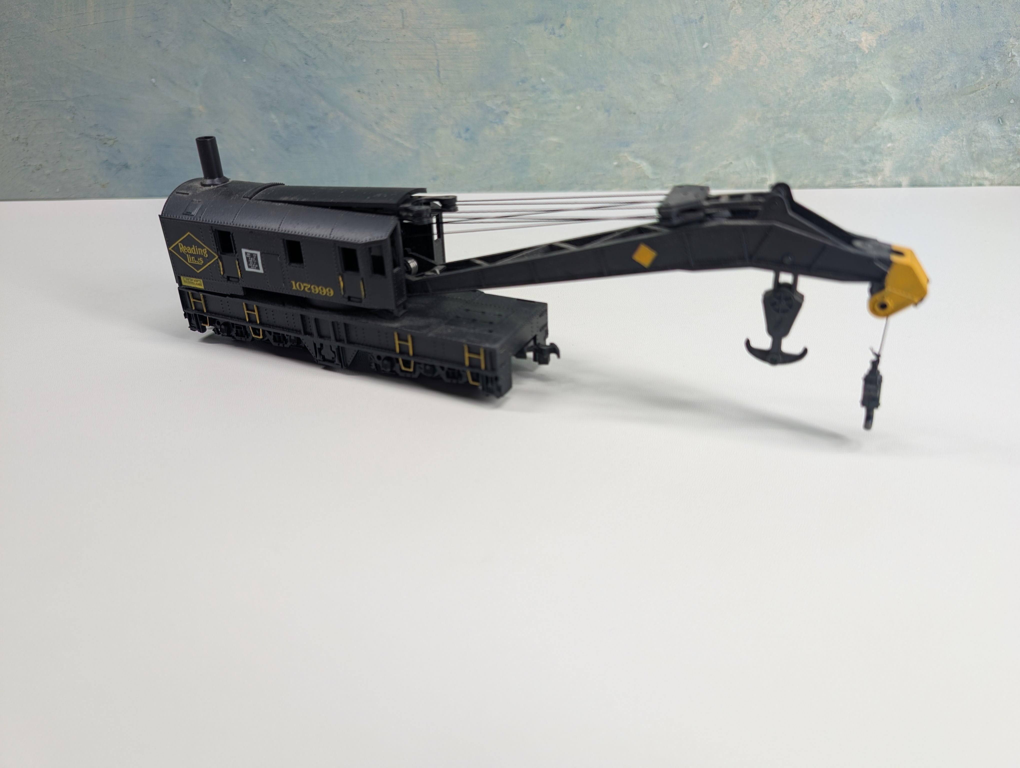 USED Bachmann HO Scale MOW Crane Car Reading RDG #107999 Custom Decals