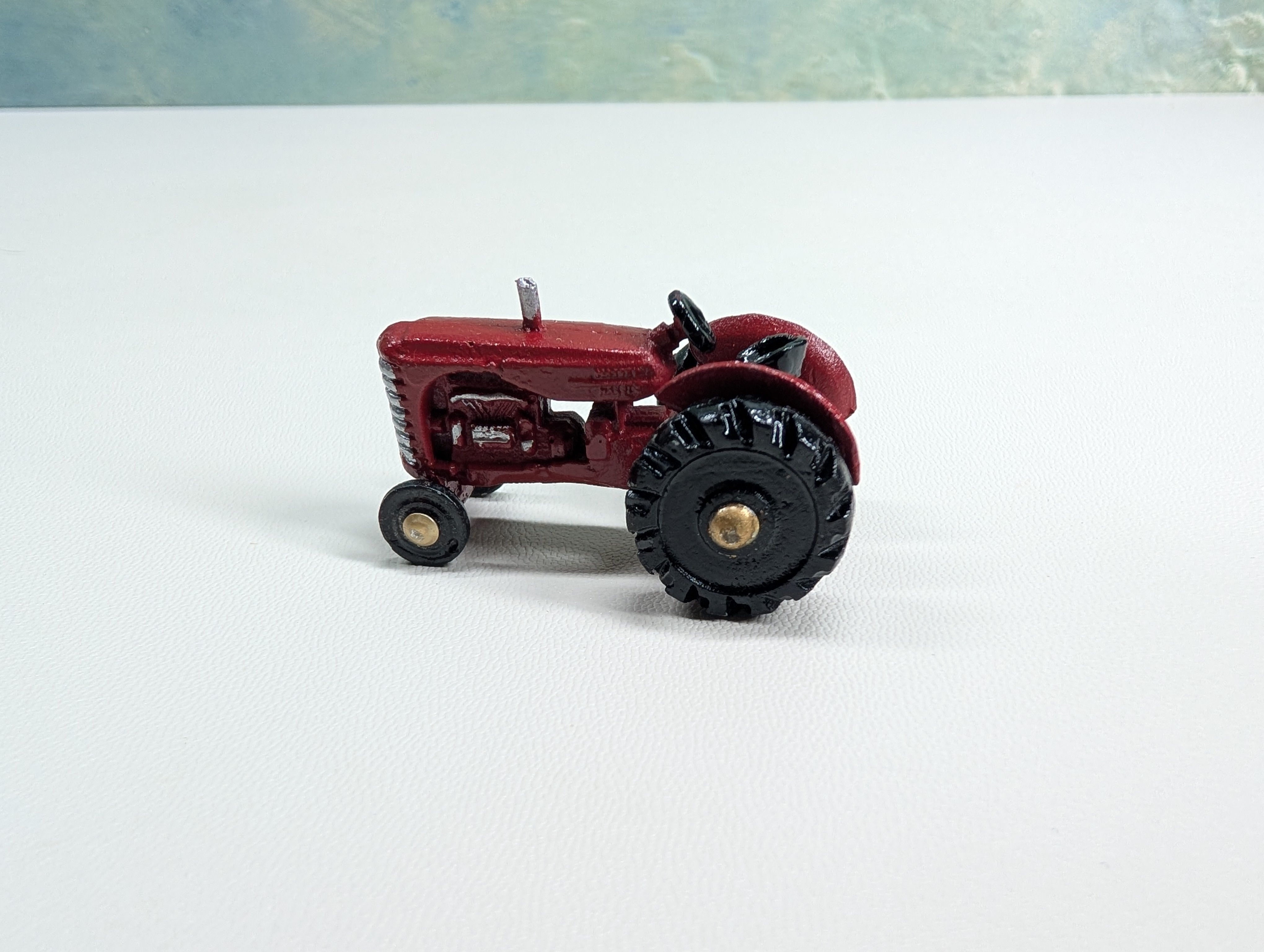 USED HO Scale Red Tractor, Cast Metal