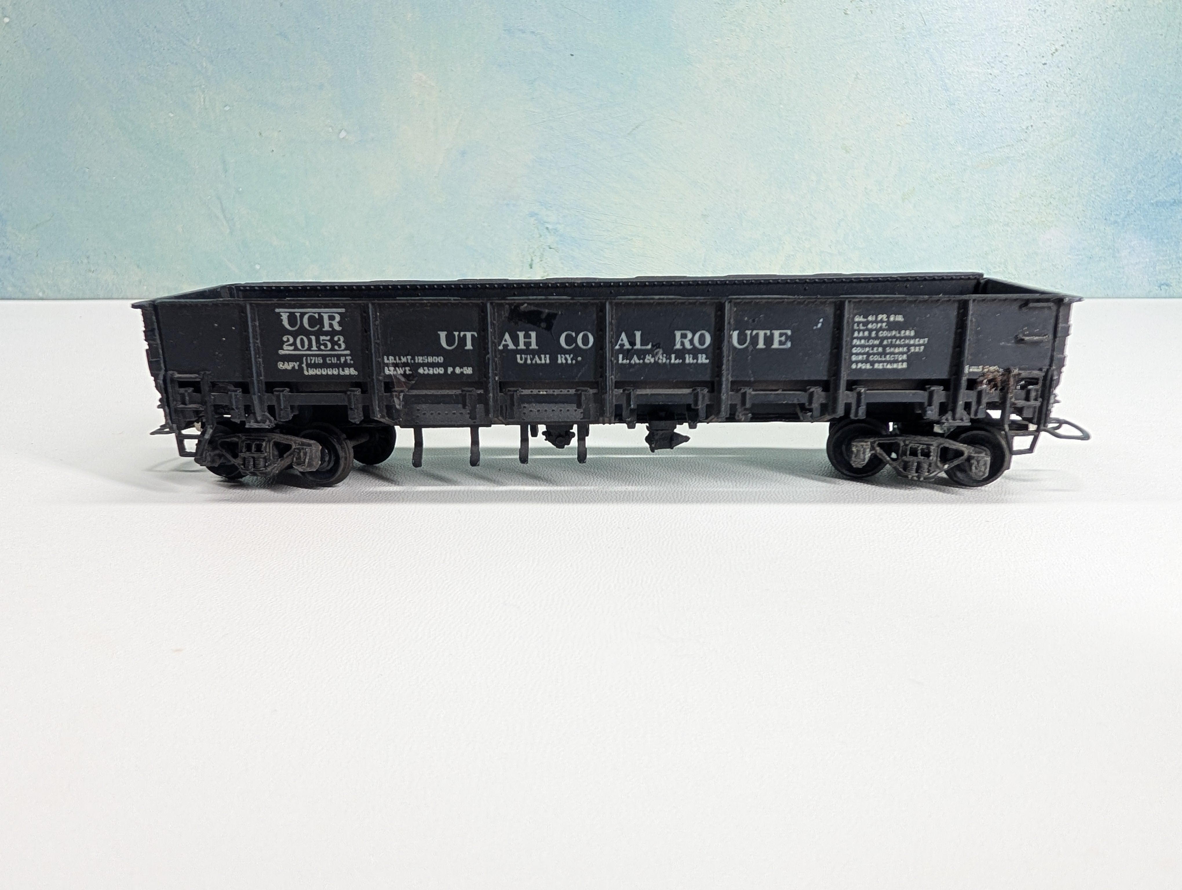 USED Ulrich HO Scale Drop Bottom Gondola, Metal Utah Coal UCR #20153
