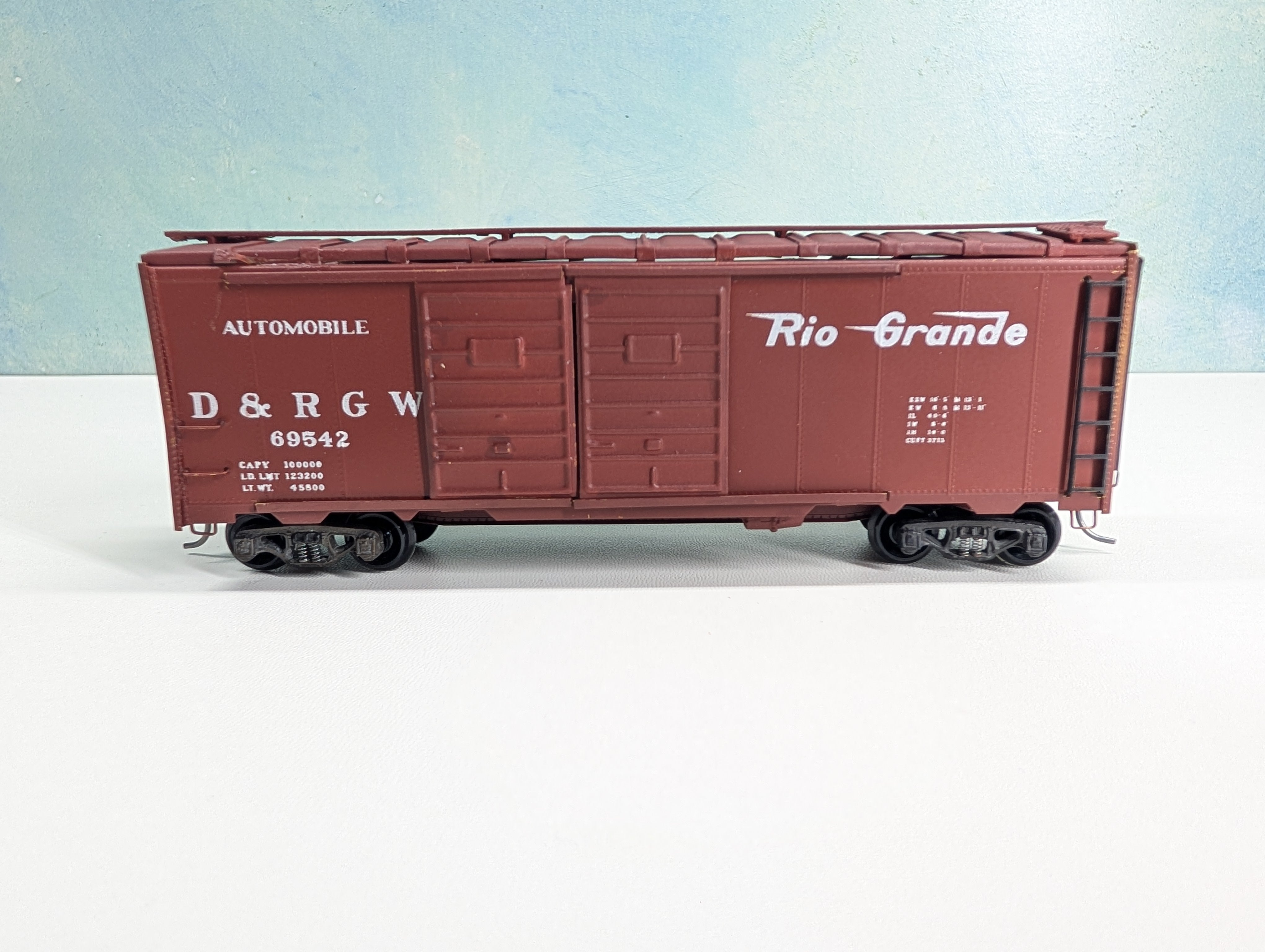 USED HO Scale 40' Box Car (Built Wood/Metal Kit) Rio Grande D&RGW #69542
