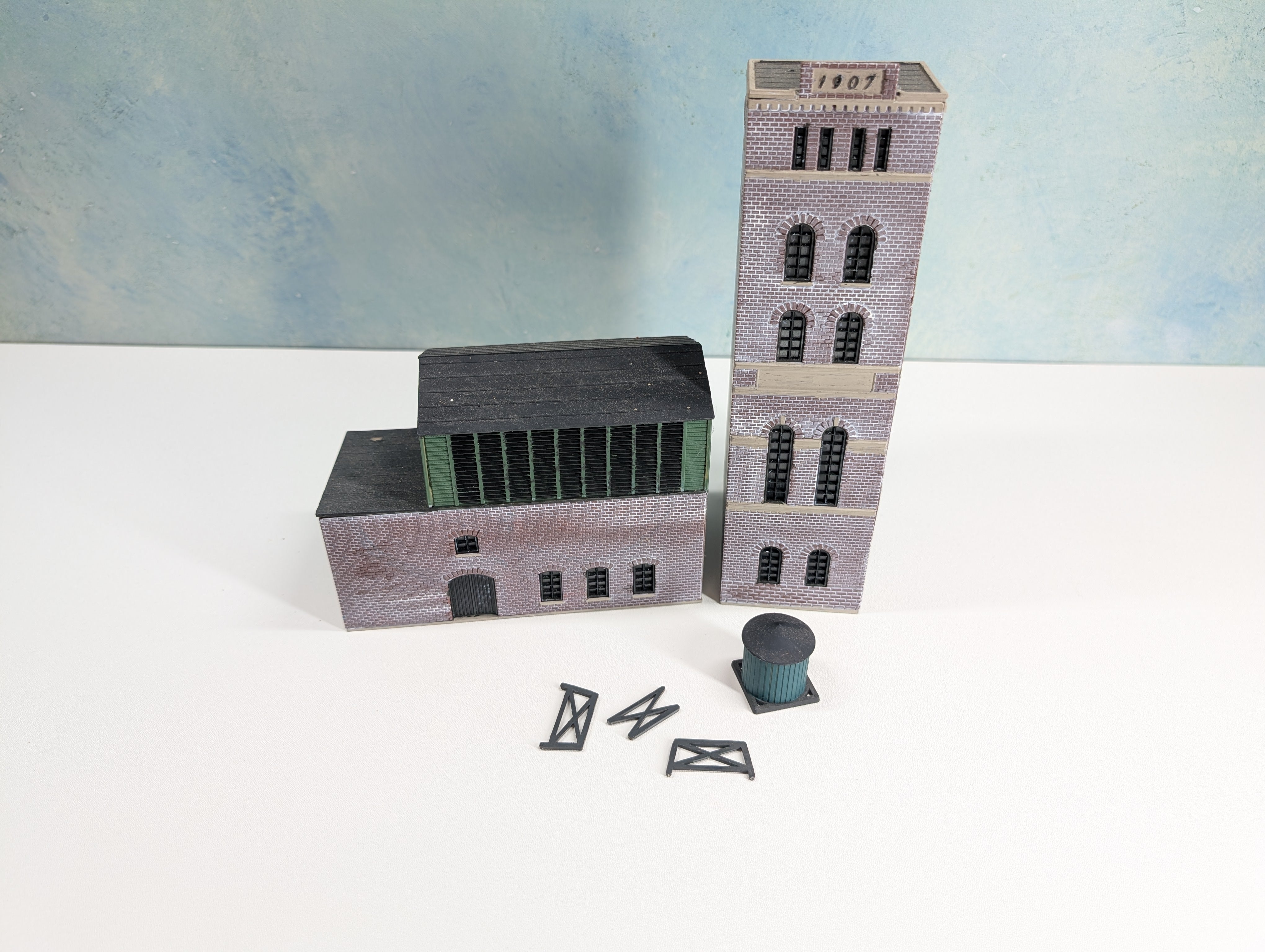 USED HO Scale Brick Industry Buildings (2 pcs)