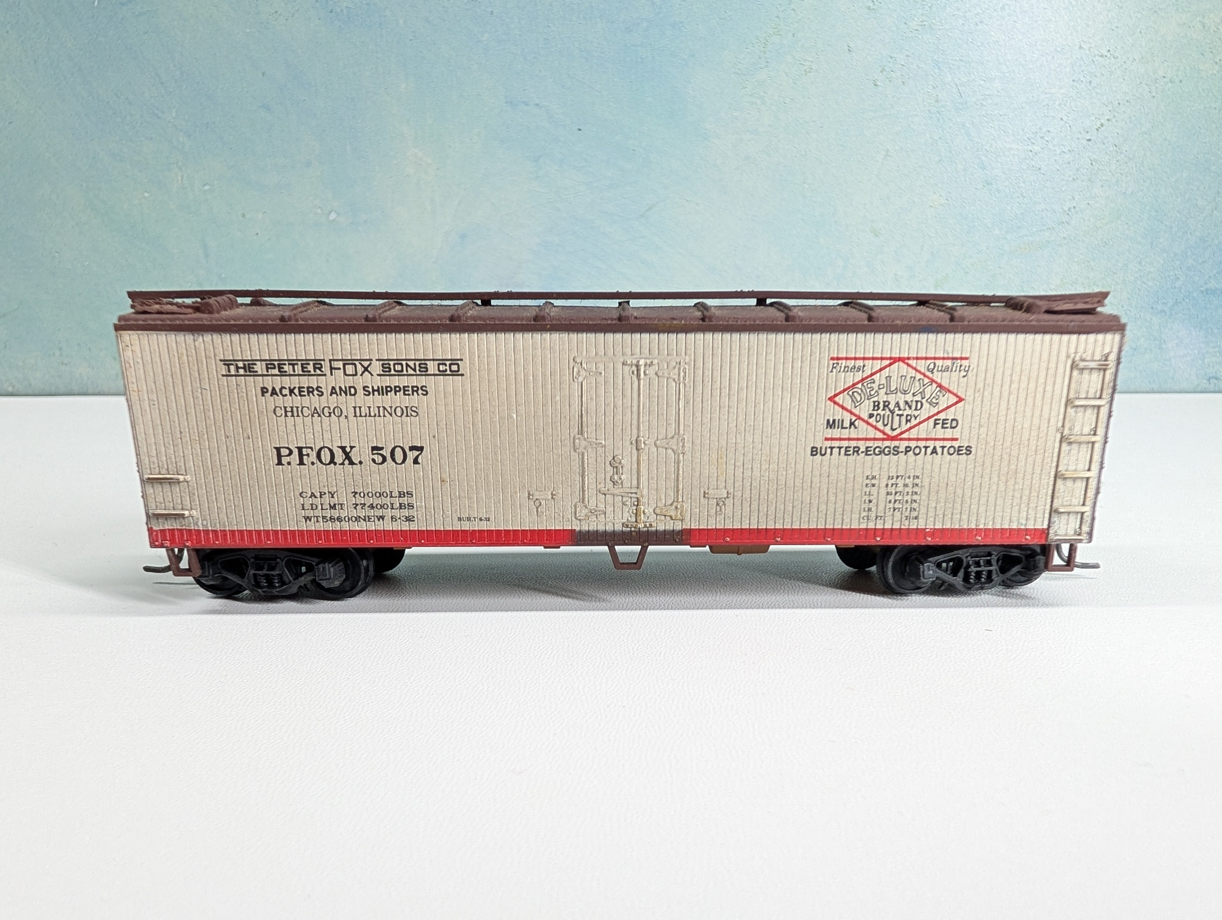 USED Walthers HO Scale 40' DS Wood Reefer Box Car Peter Fox & Sons PFOX #507