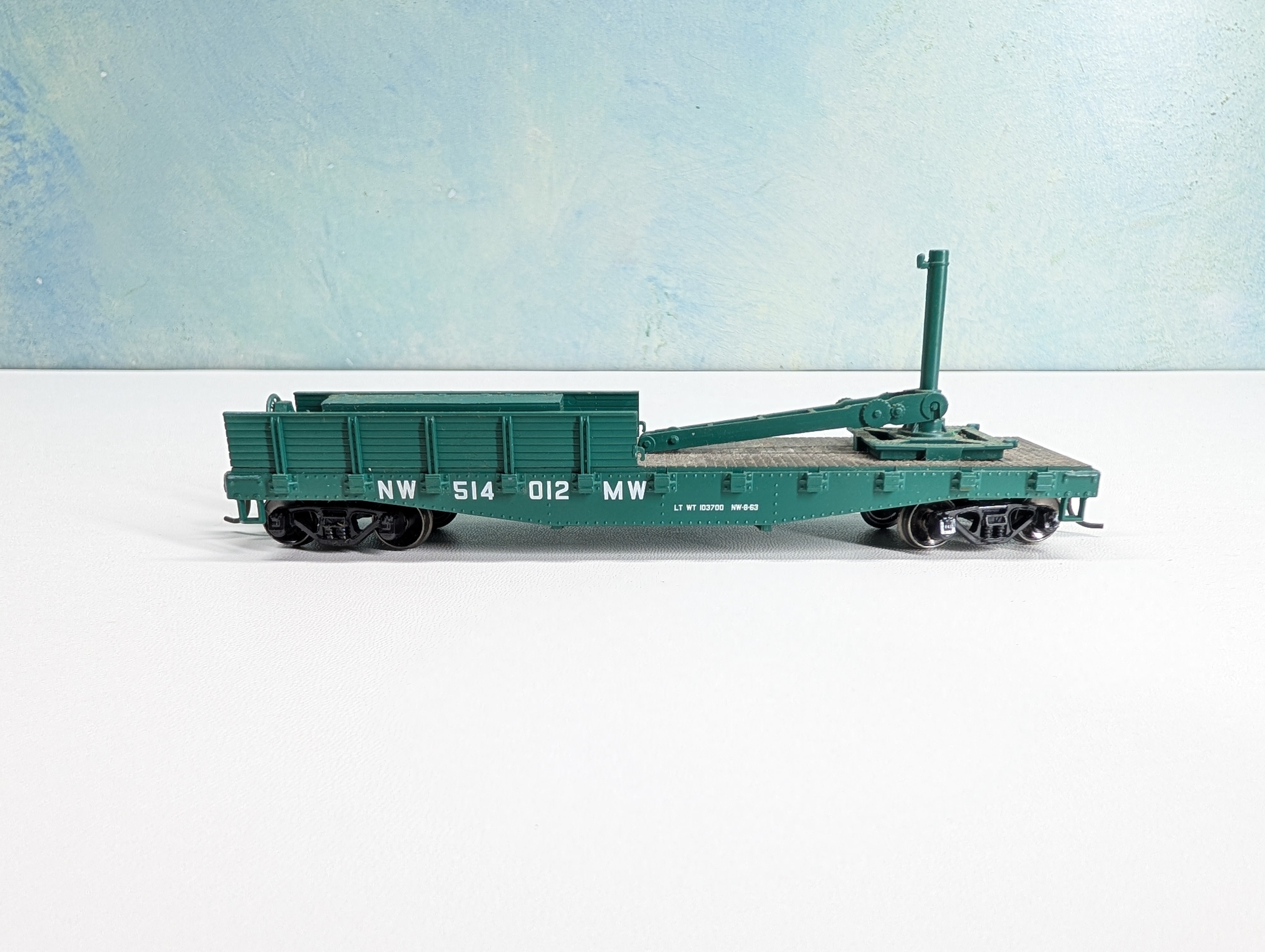 USED Athearn HO Scale 41' Derrick Flat Car Norfolk & Western NW #514012 Metal Wheels