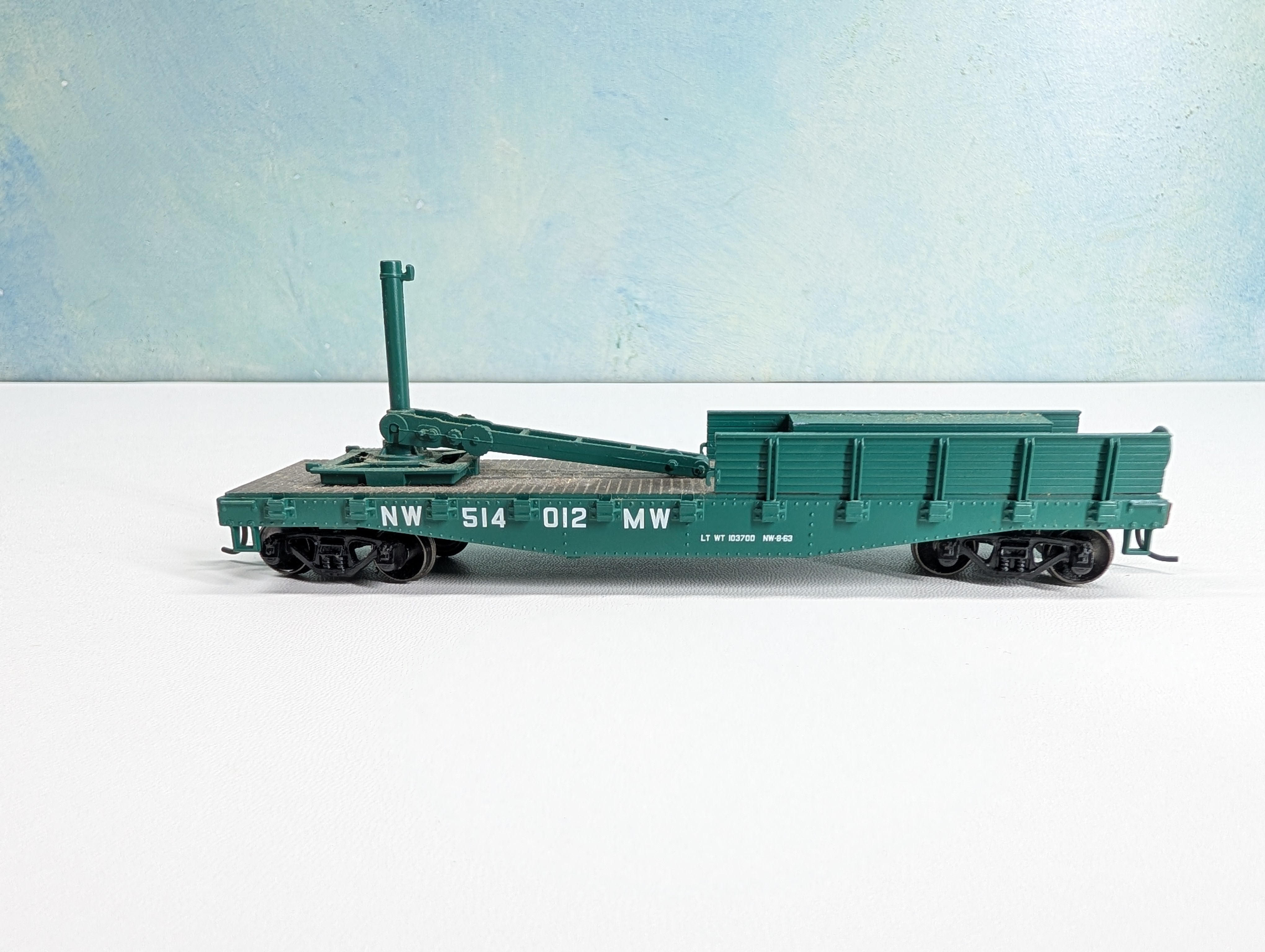 USED Athearn HO Scale 41' Derrick Flat Car Norfolk & Western NW #514012 Metal Wheels