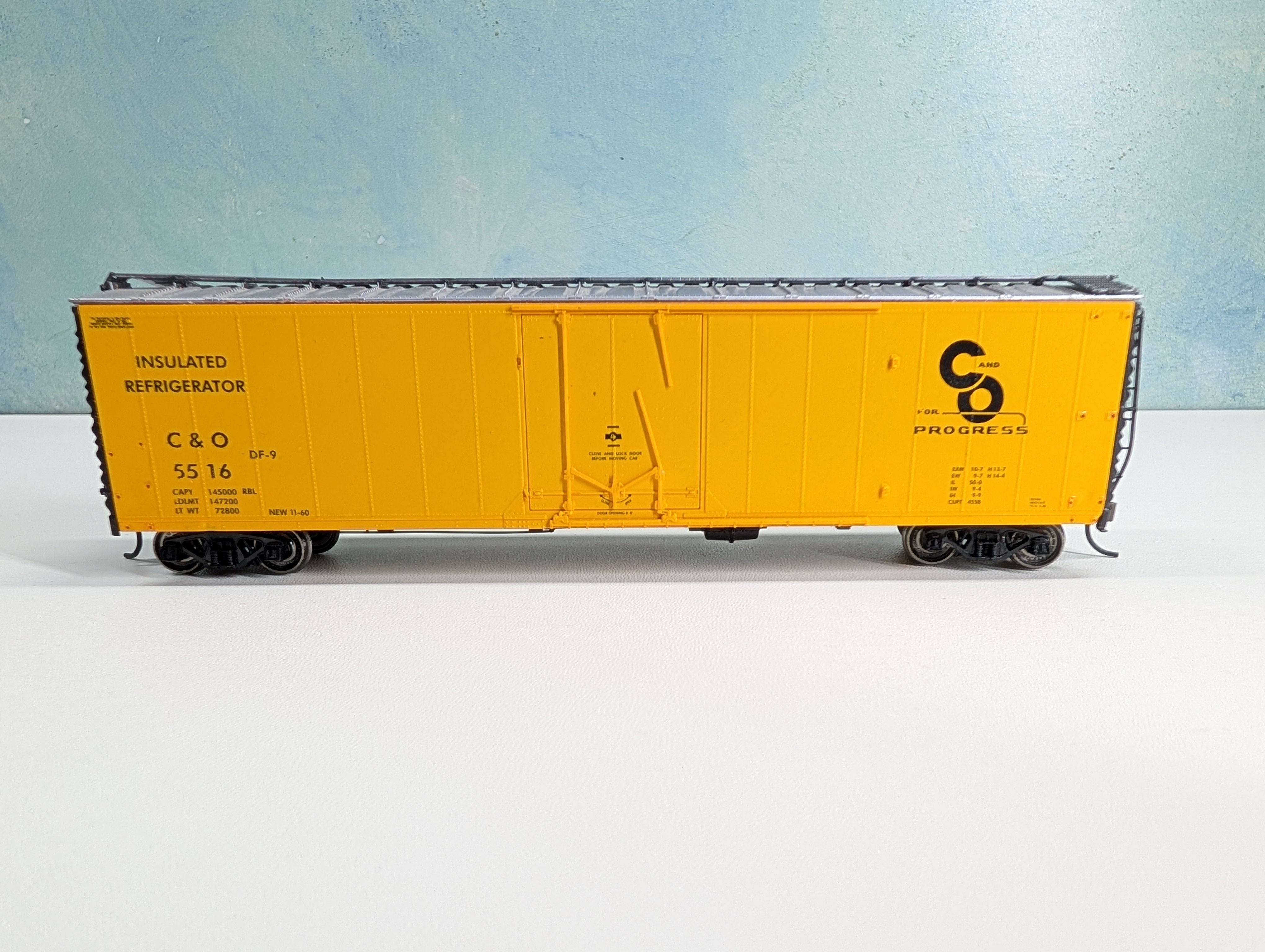 USED Branchline HO Scale 50' PD Box Car Chesapeake and Ohio C&O #5516 Metal Wheels