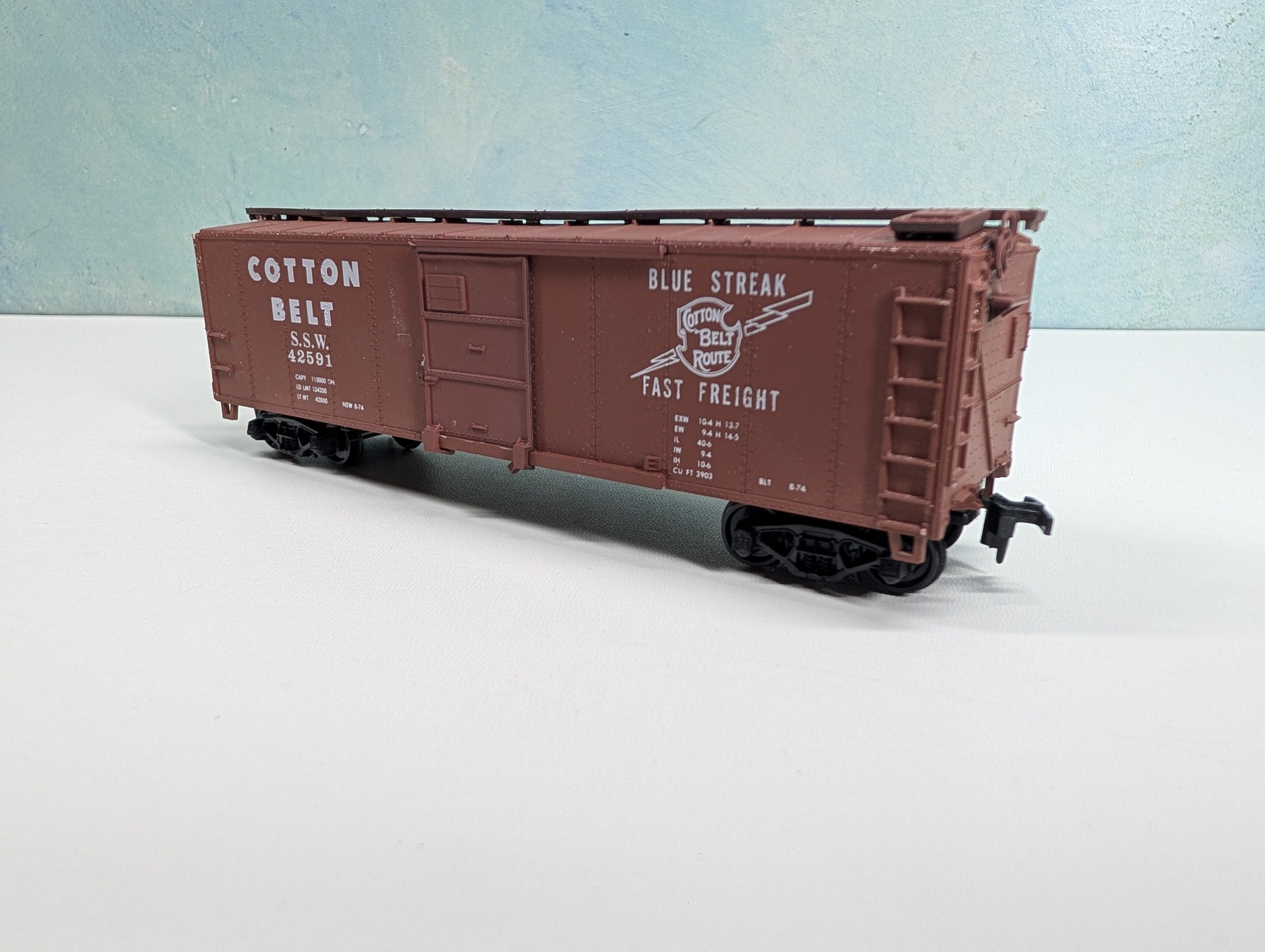 USED TRAIN MINIATURE HO Scale 40' Box Car Cotton Belt SSW #42591