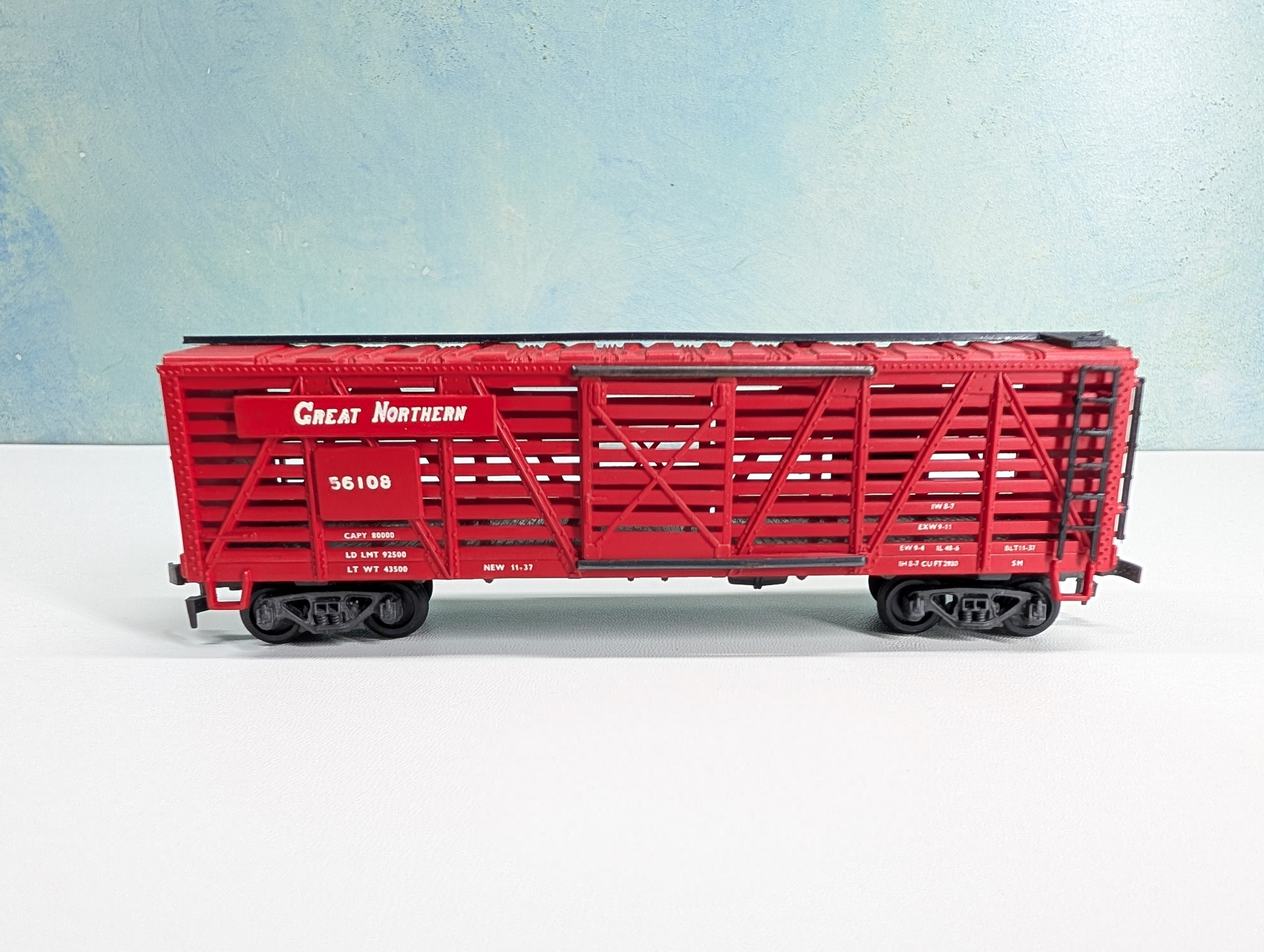 USED AHM HO Scale 40' Livestock Cattle Car Great Northern GN #56108