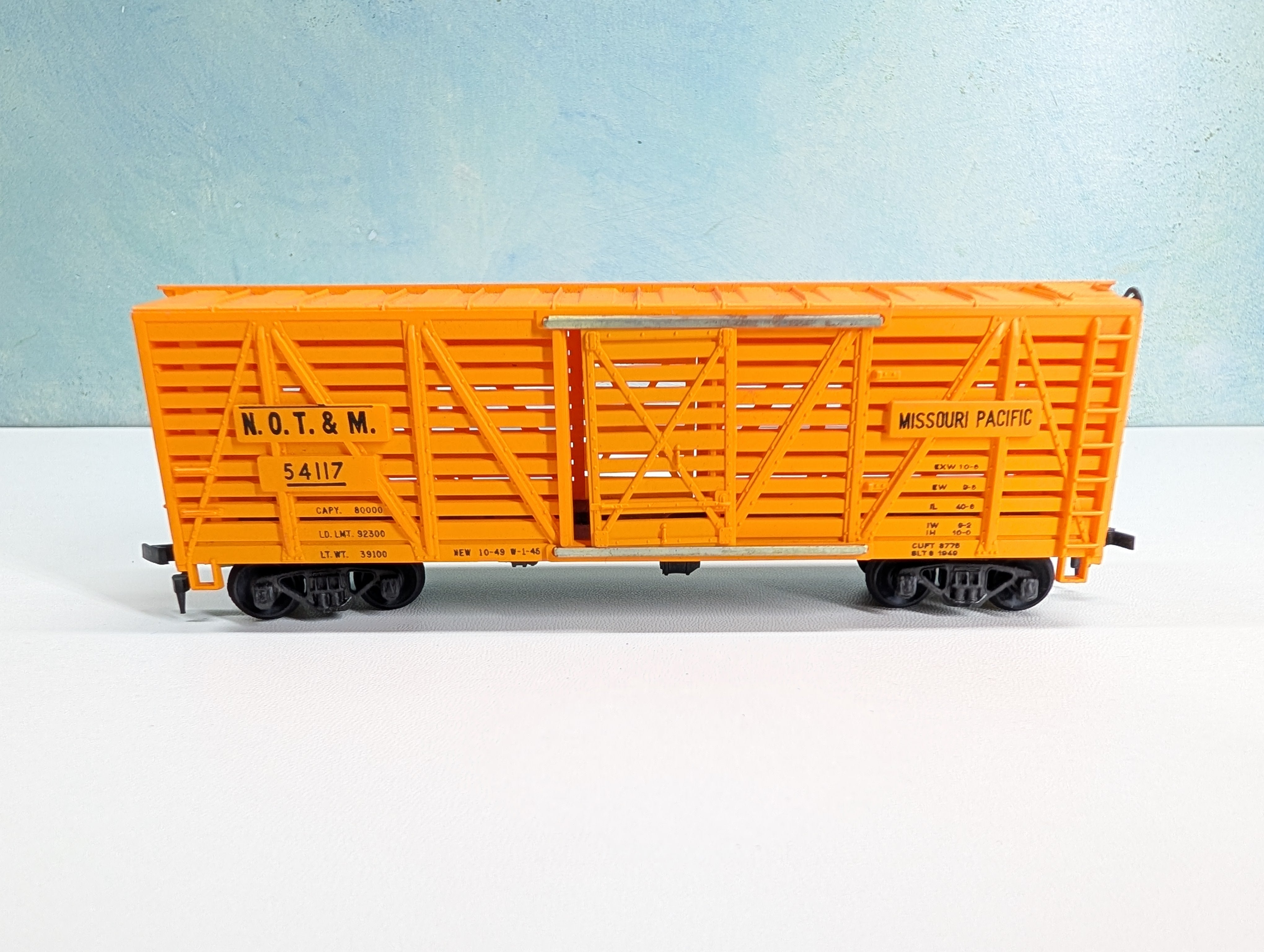 USED Mantua HO Scale 40' Livestock Cattle Car Missouri Pacific NOT&M #54117