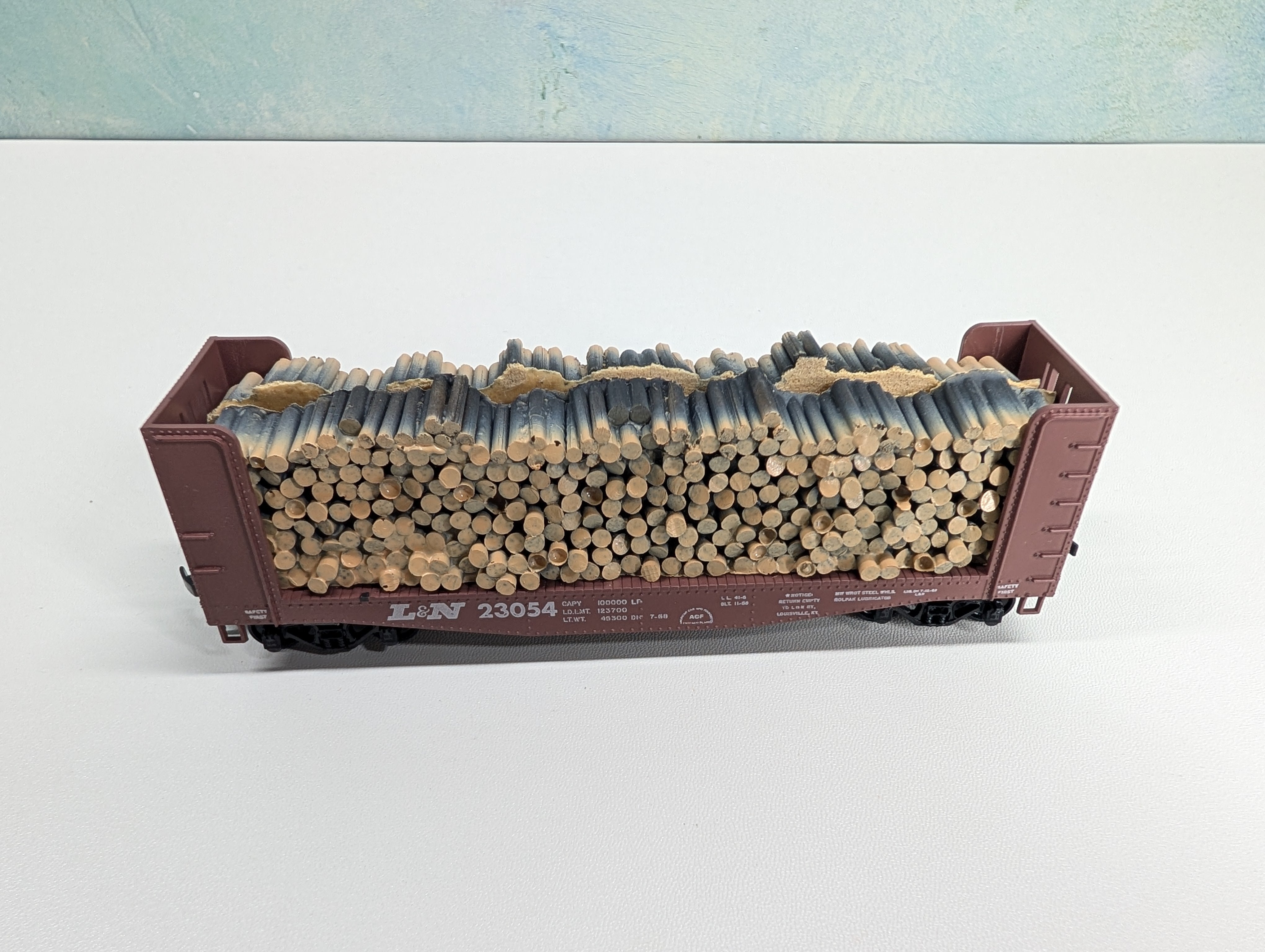 USED Athearn HO Scale 40' Pulpwood Bulkhead Flat Car Louisville & Nashville L&N #23054