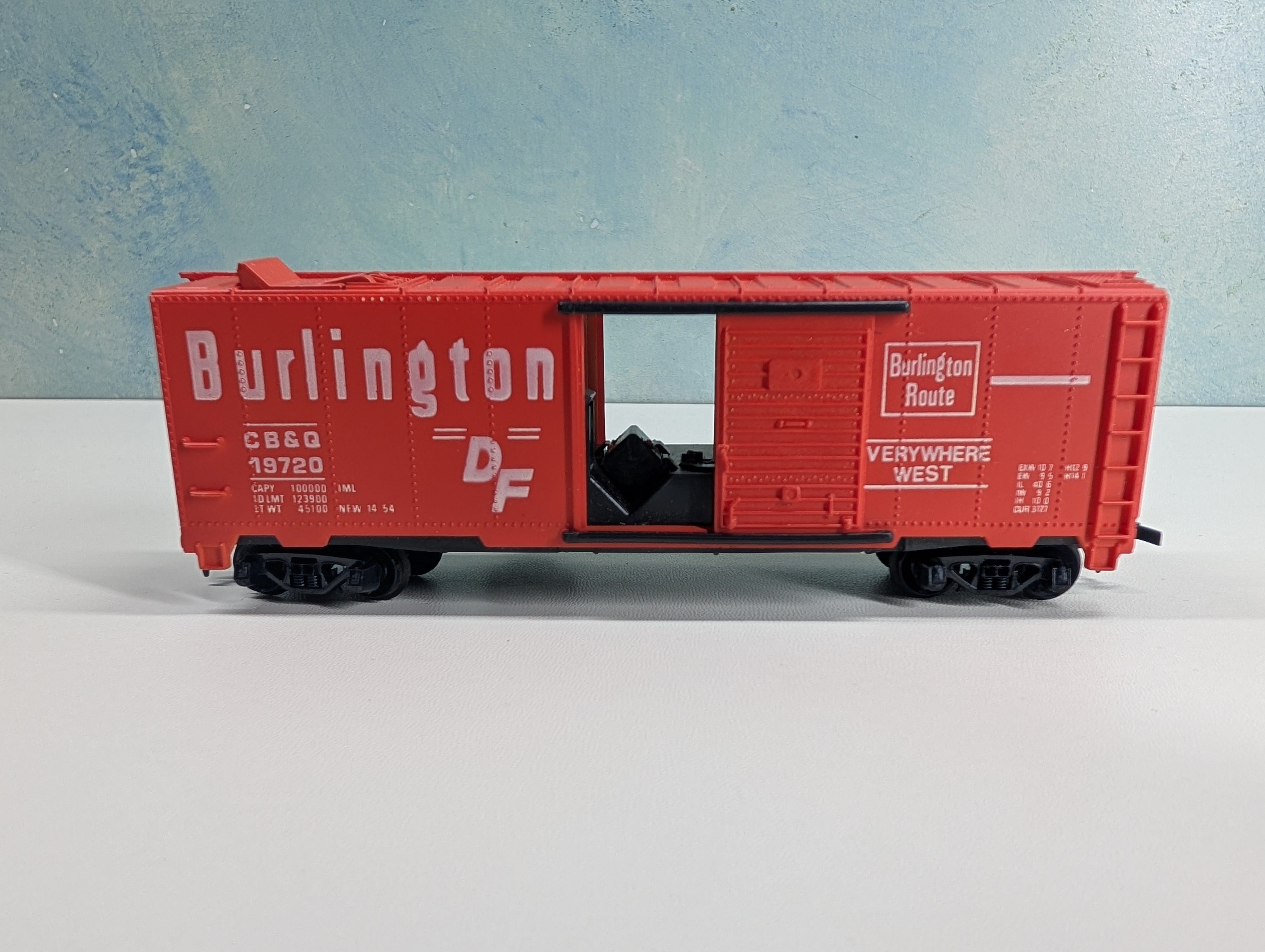 USED Tyco HO Scale 40' Operating Box Car Burlington CB&Q #19720