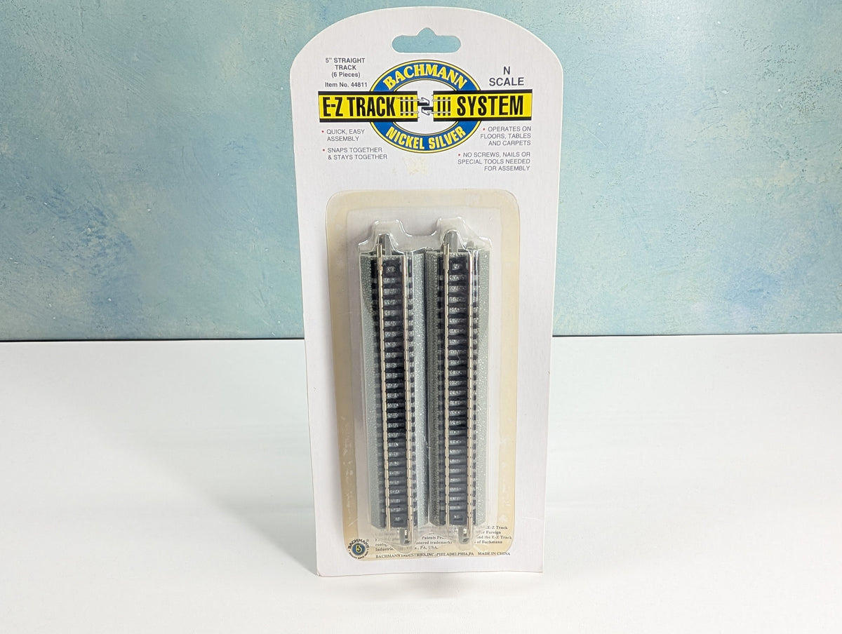 Bachmann 44811 N Scale 5'' Straight E-Z Track Nickel Silver E-Z Track (6 pcs)