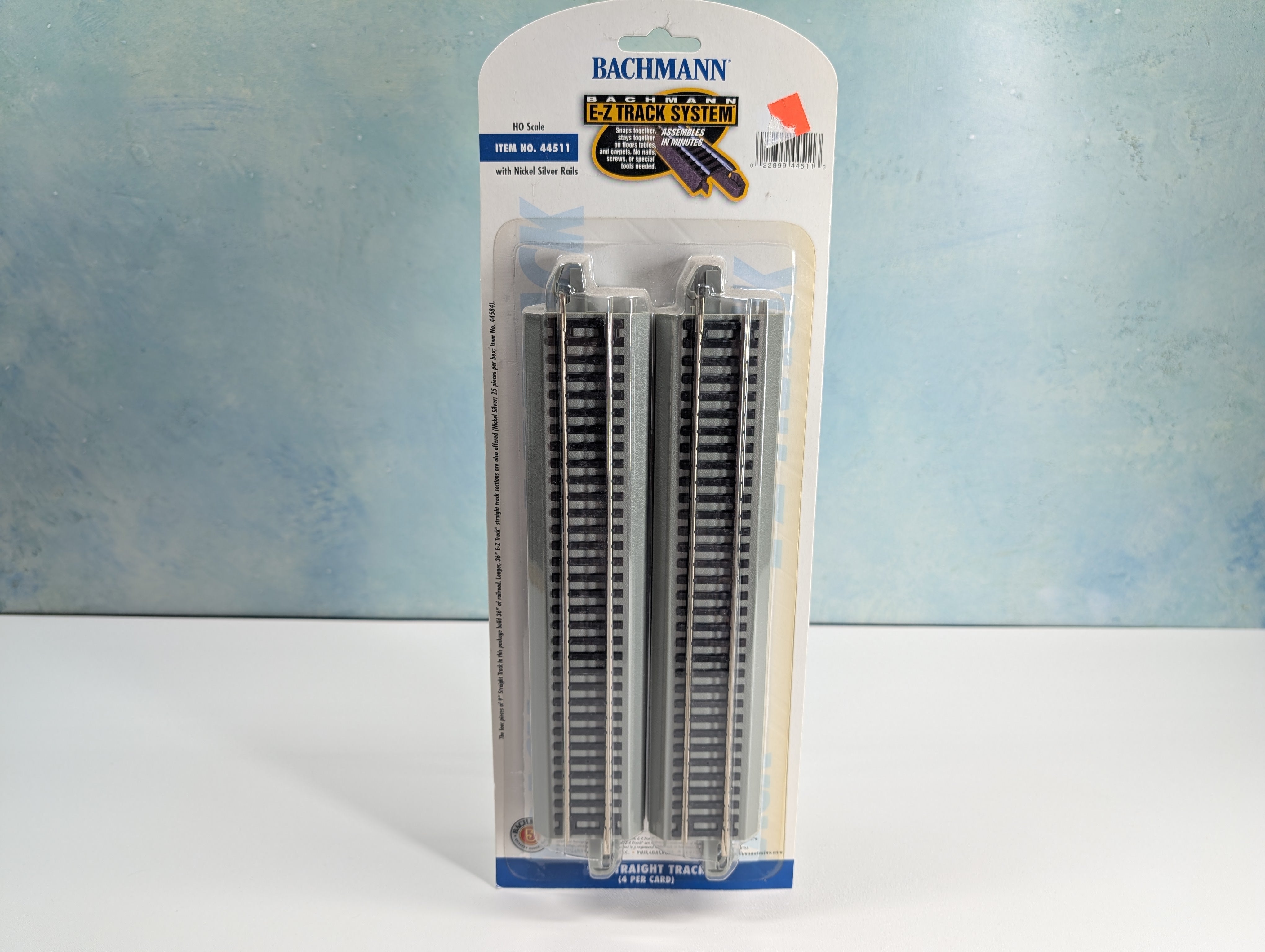 Bachmann 44511 HO Scale 9" Straight Track, Nickel Silver E-Z Track, Gray Roadbed (4 pcs)