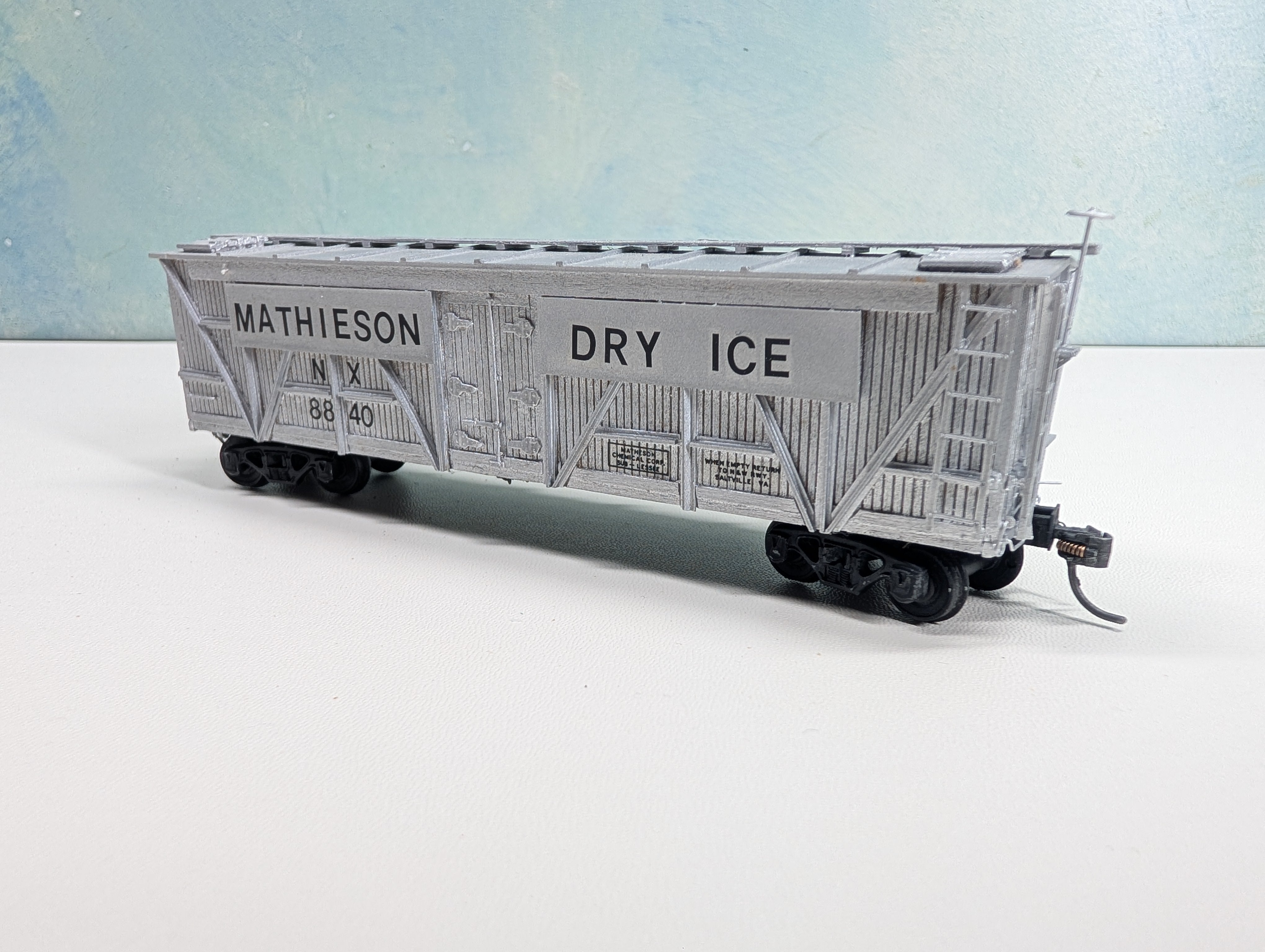 USED Ambroid HO Scale 41' Reefer Mathieson Dry Ice NX #8840 Assembled Wood Kit