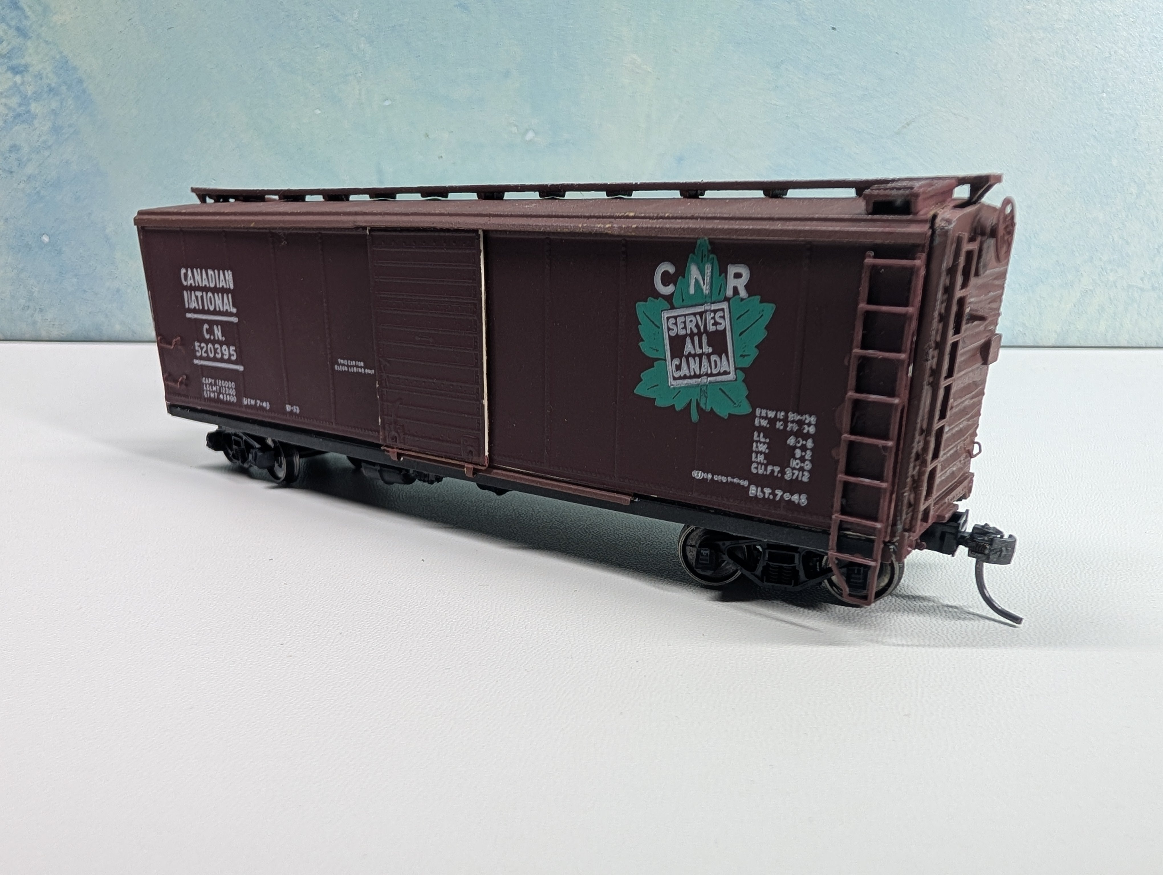 USED Mantua HO Scale 40' Box Car, Vintage Canadian National CN #520395 Metal Wheels