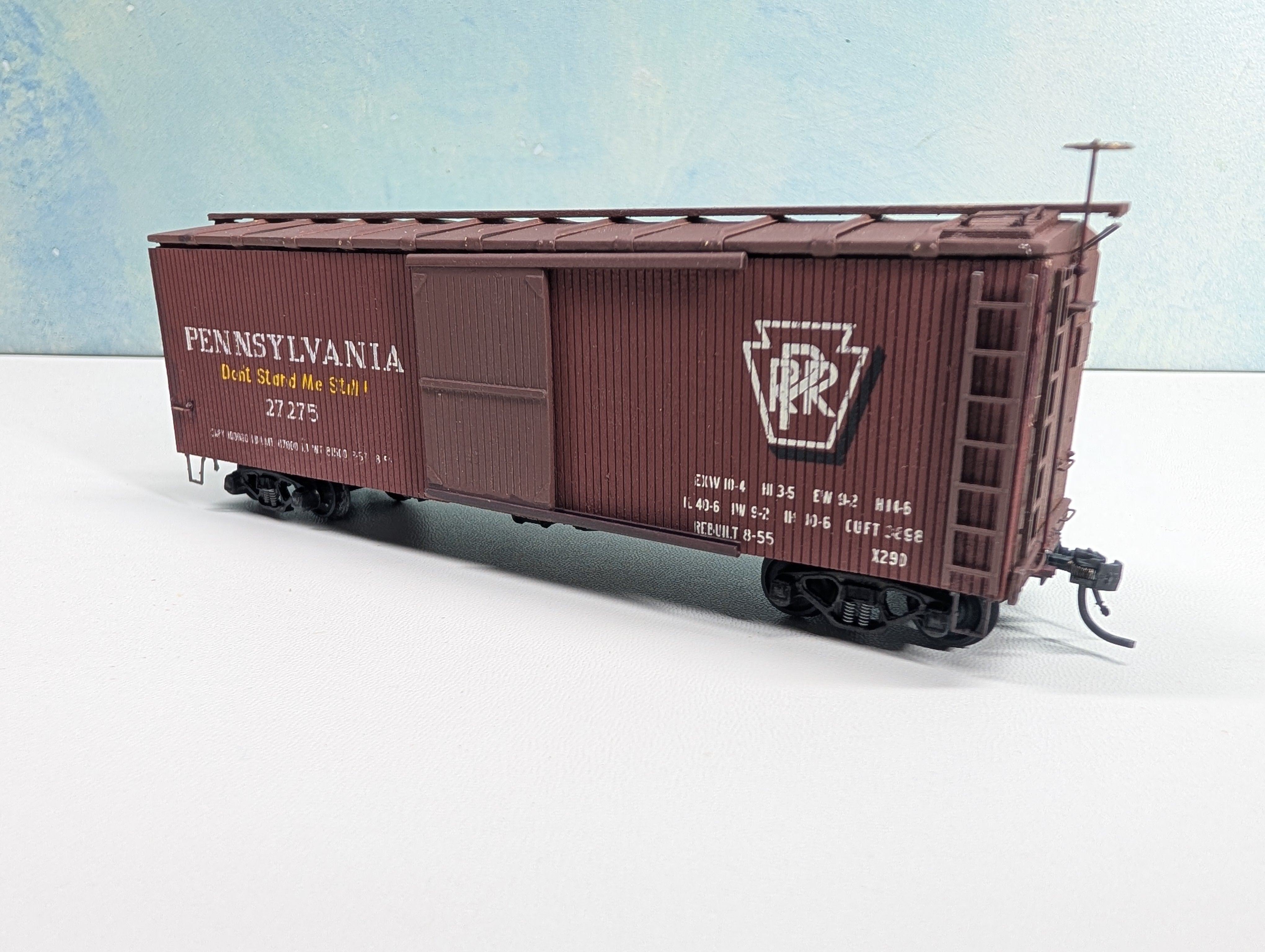 USED HO Scale Wood Built Box Car Pennsylvania PRR #27275 Metal Wheels