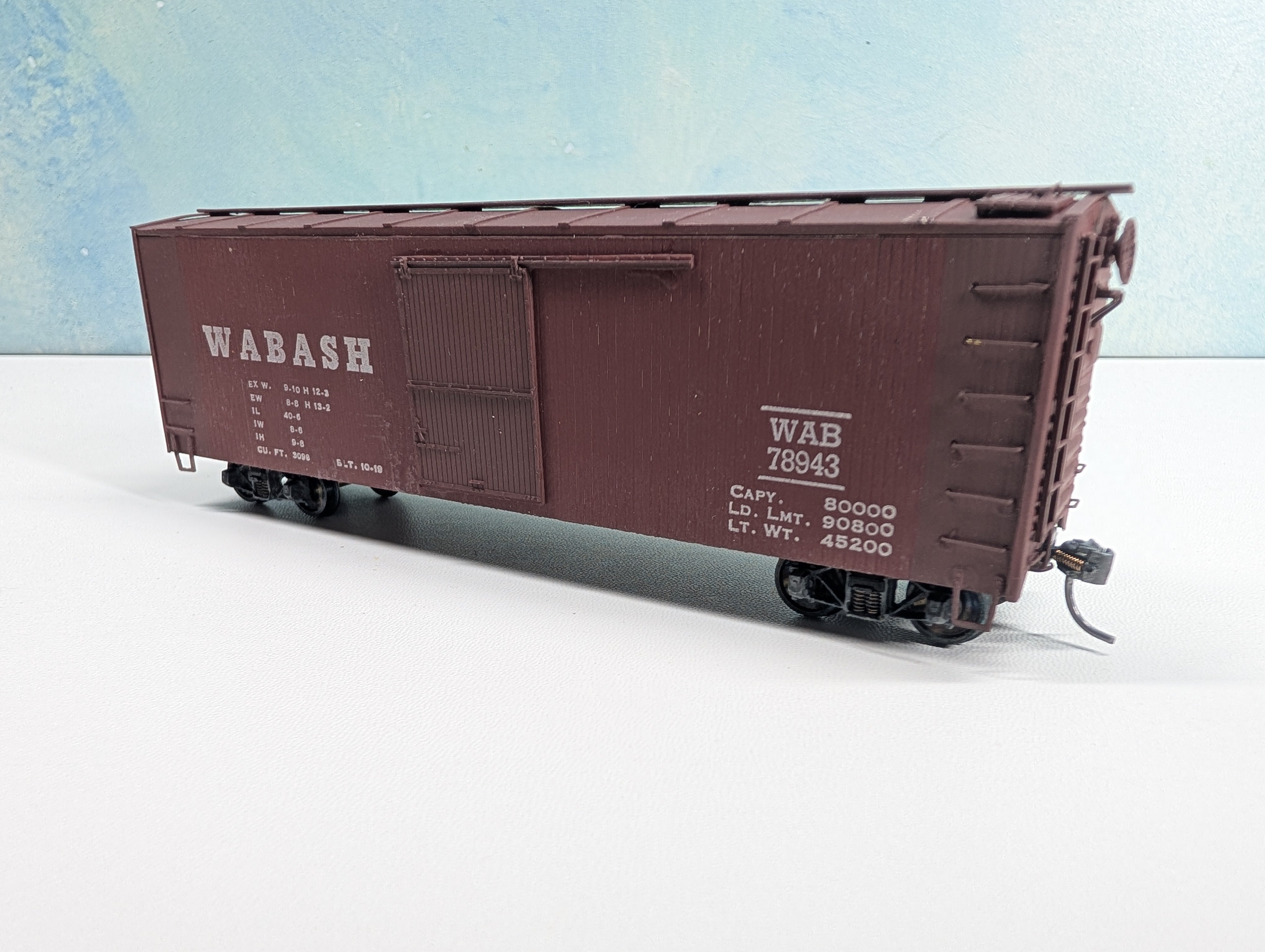 USED HO Scale Wood Built Box Car Wabash WAB #78943 Metal Wheels