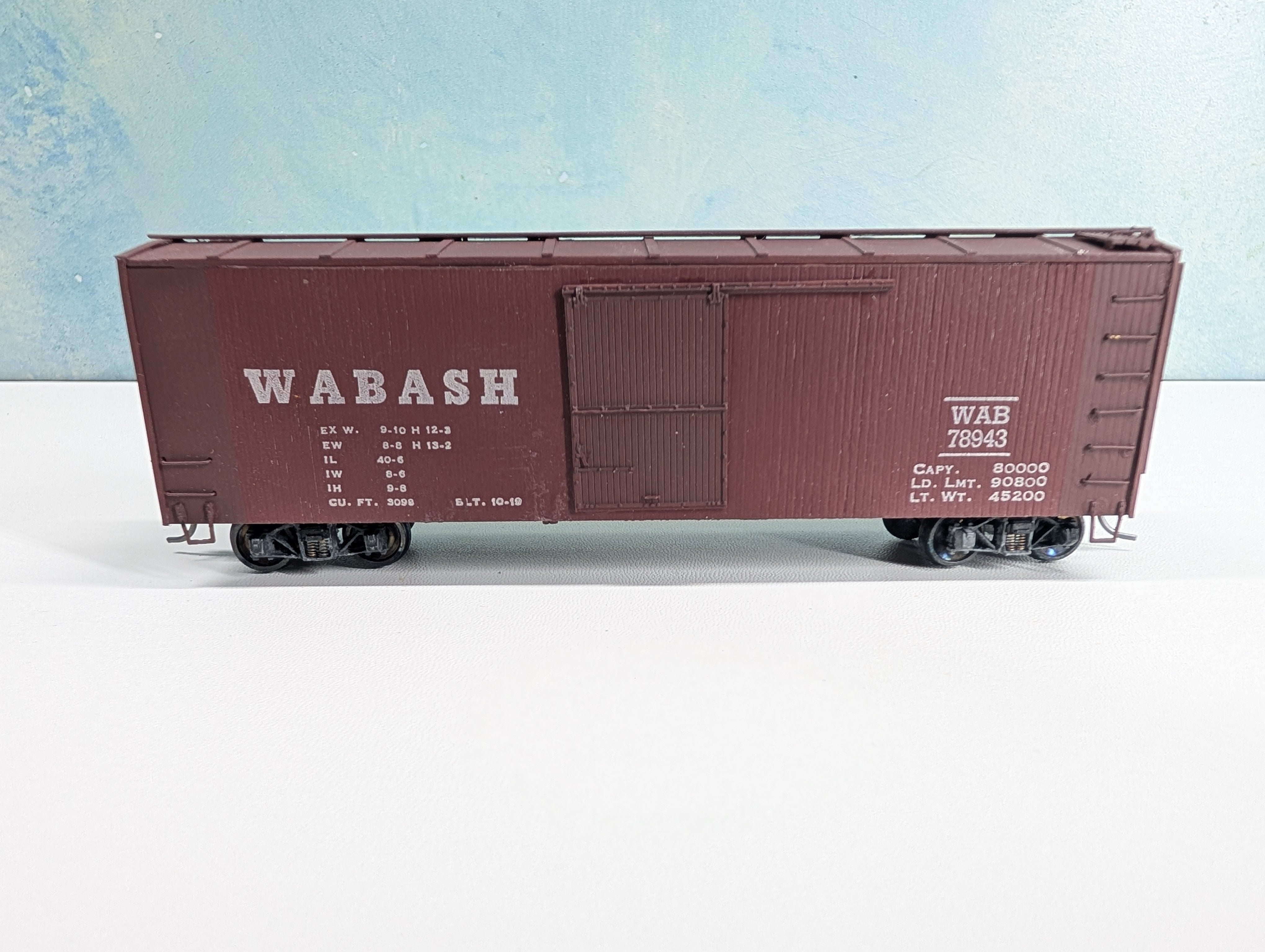 USED HO Scale Wood Built Box Car Wabash WAB #78943 Metal Wheels