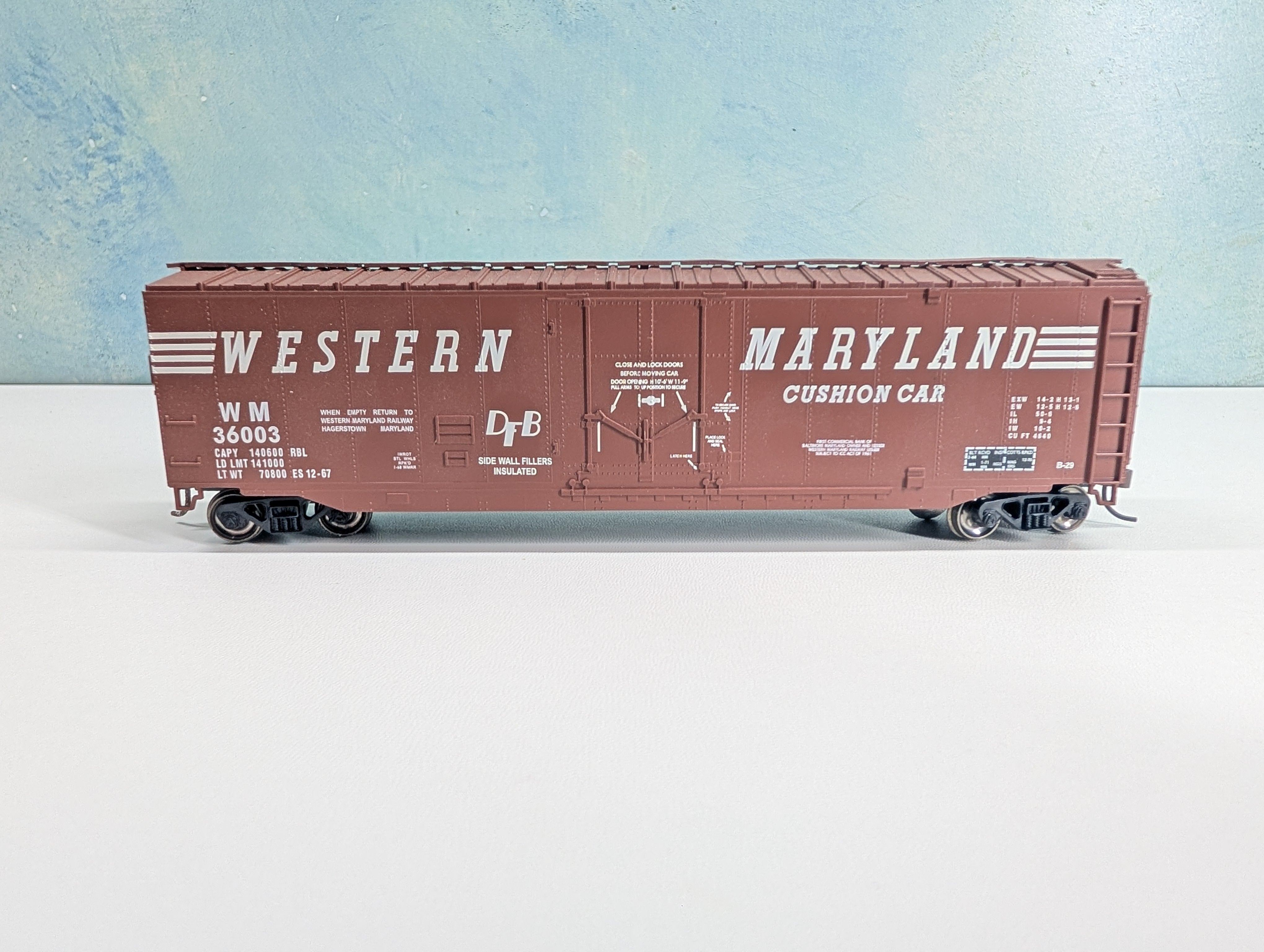 USED Bachmann HO Scale 50' Box Car Western Maryland WM #36003 Metal Wheels