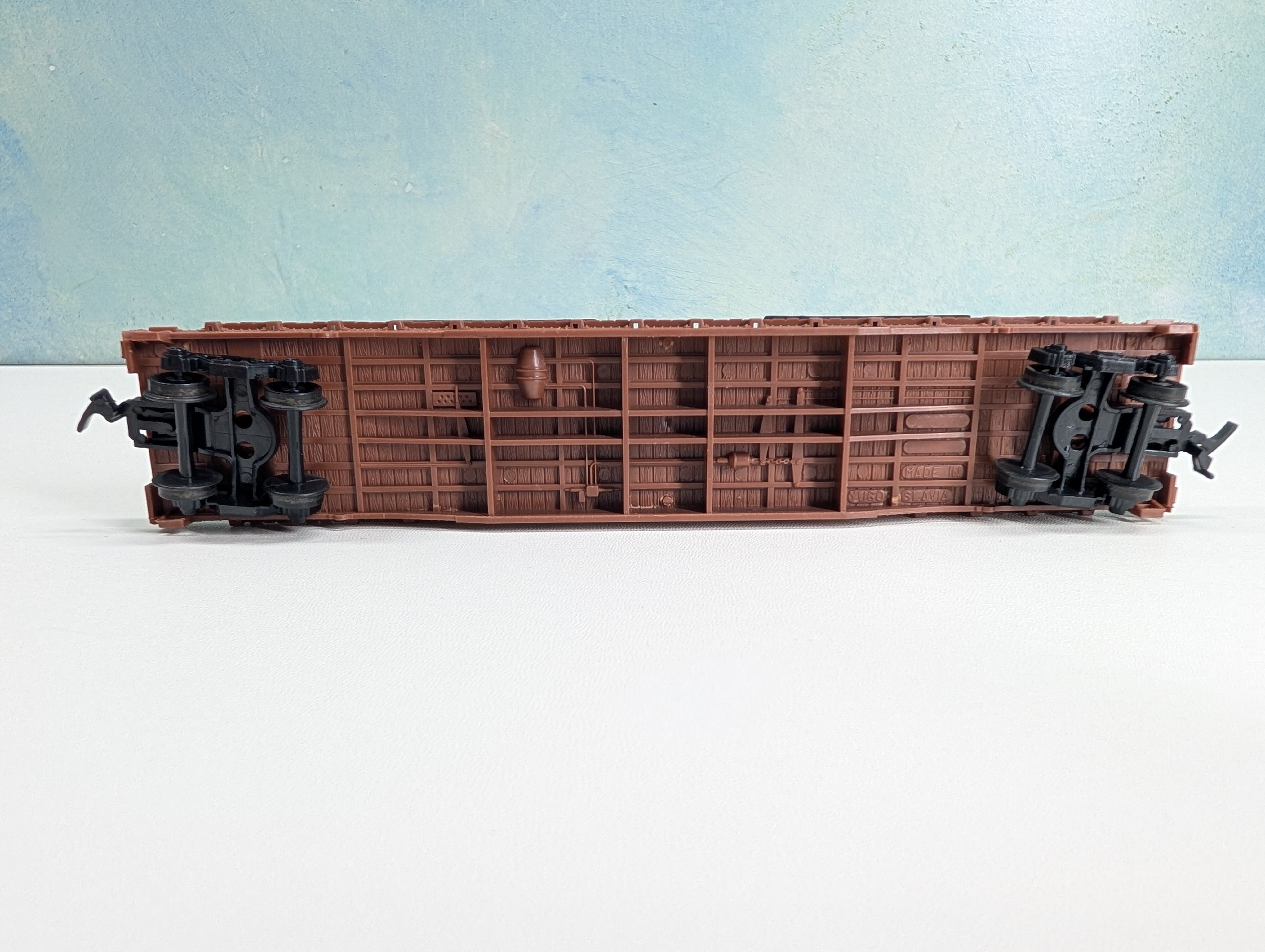 USED Model Power HO Scale 54' Flat Car w/ Trailer Santa Fe ATSF #94138
