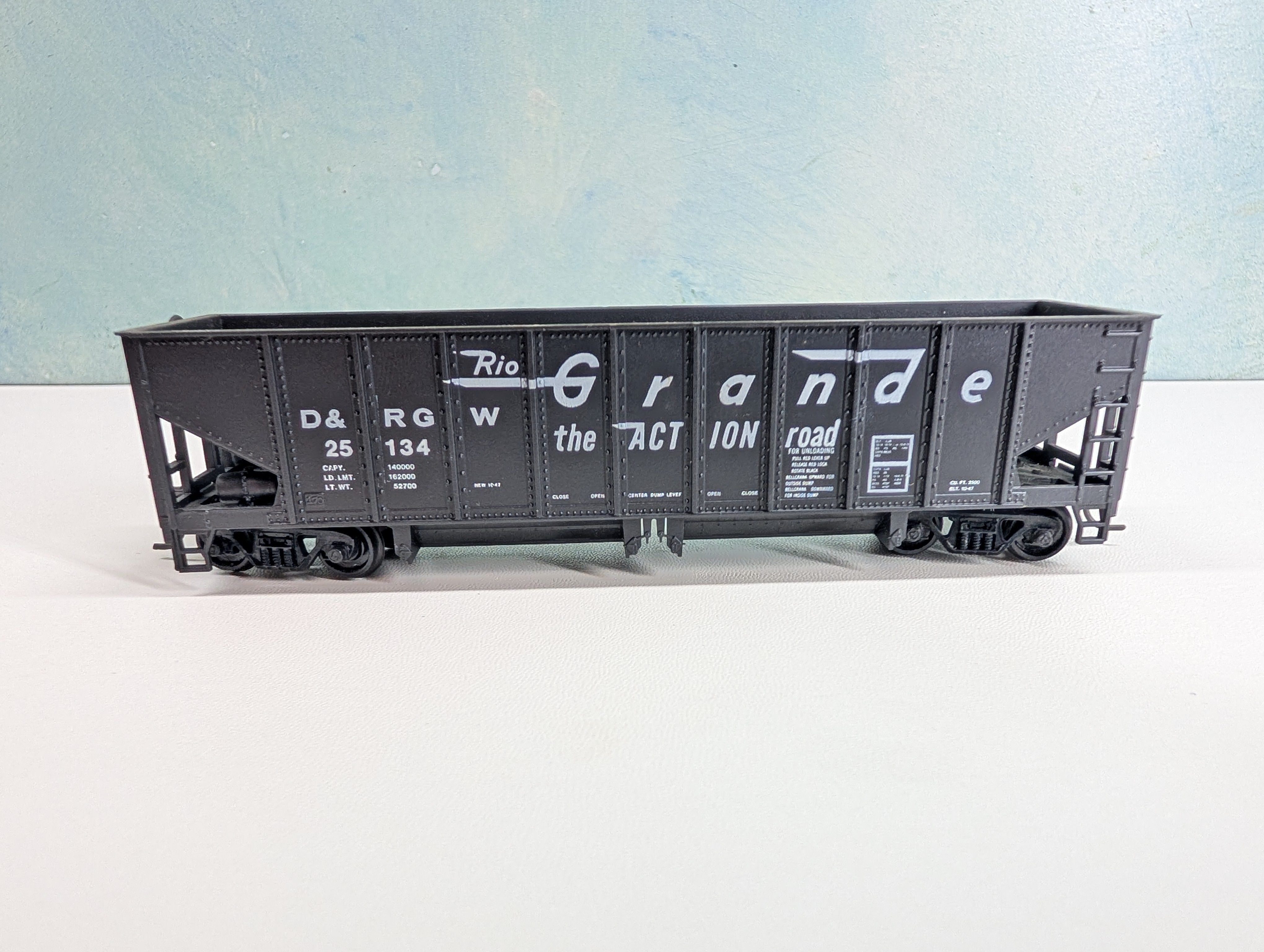 USED Roundhouse 1564 HO Scale Ballast Car Rib-Side Rio Grande D&RGW #25134