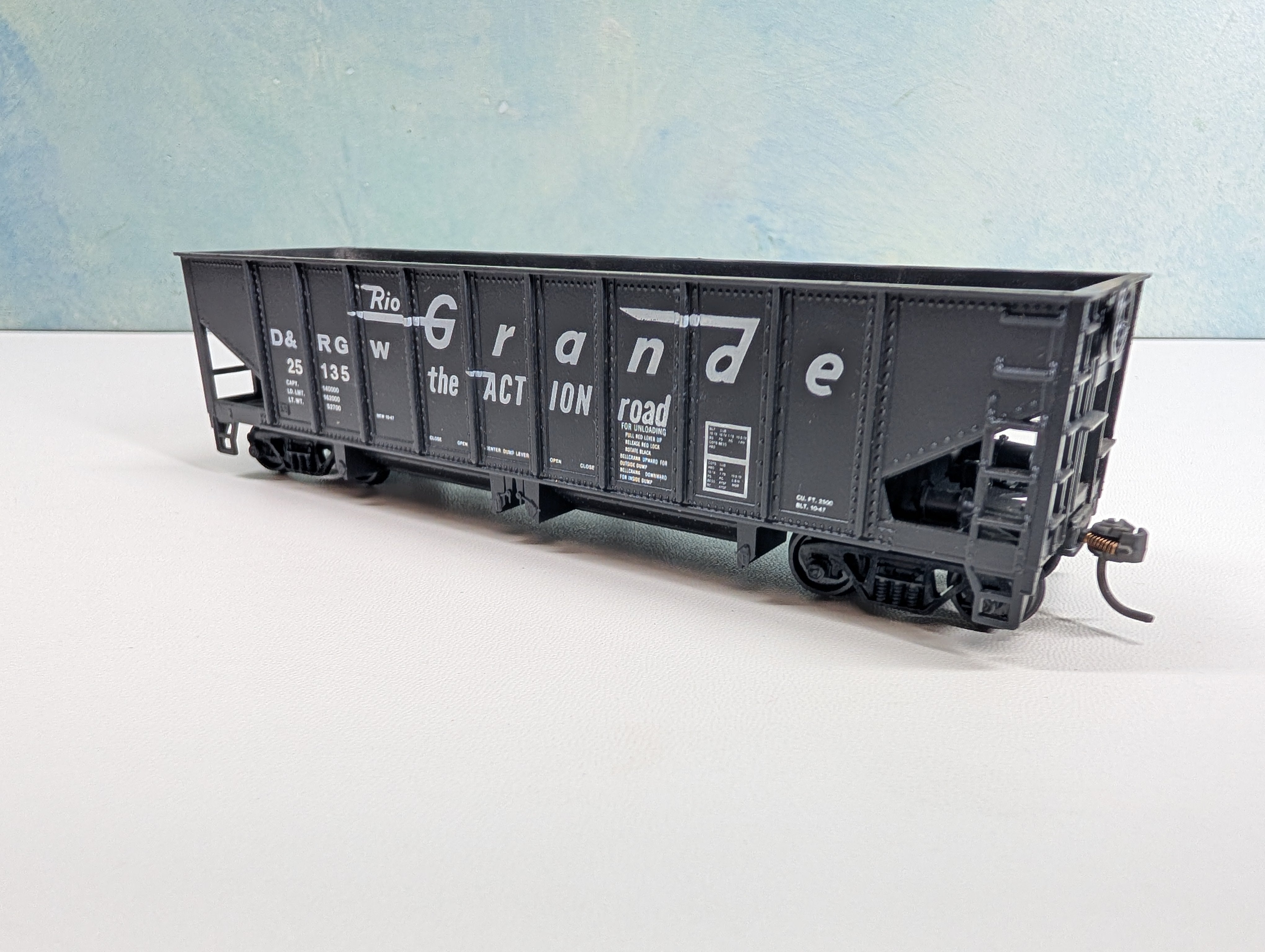 USED Roundhouse 1564 HO Scale Ballast Car Rib-Side Rio Grande D&RGW #25135