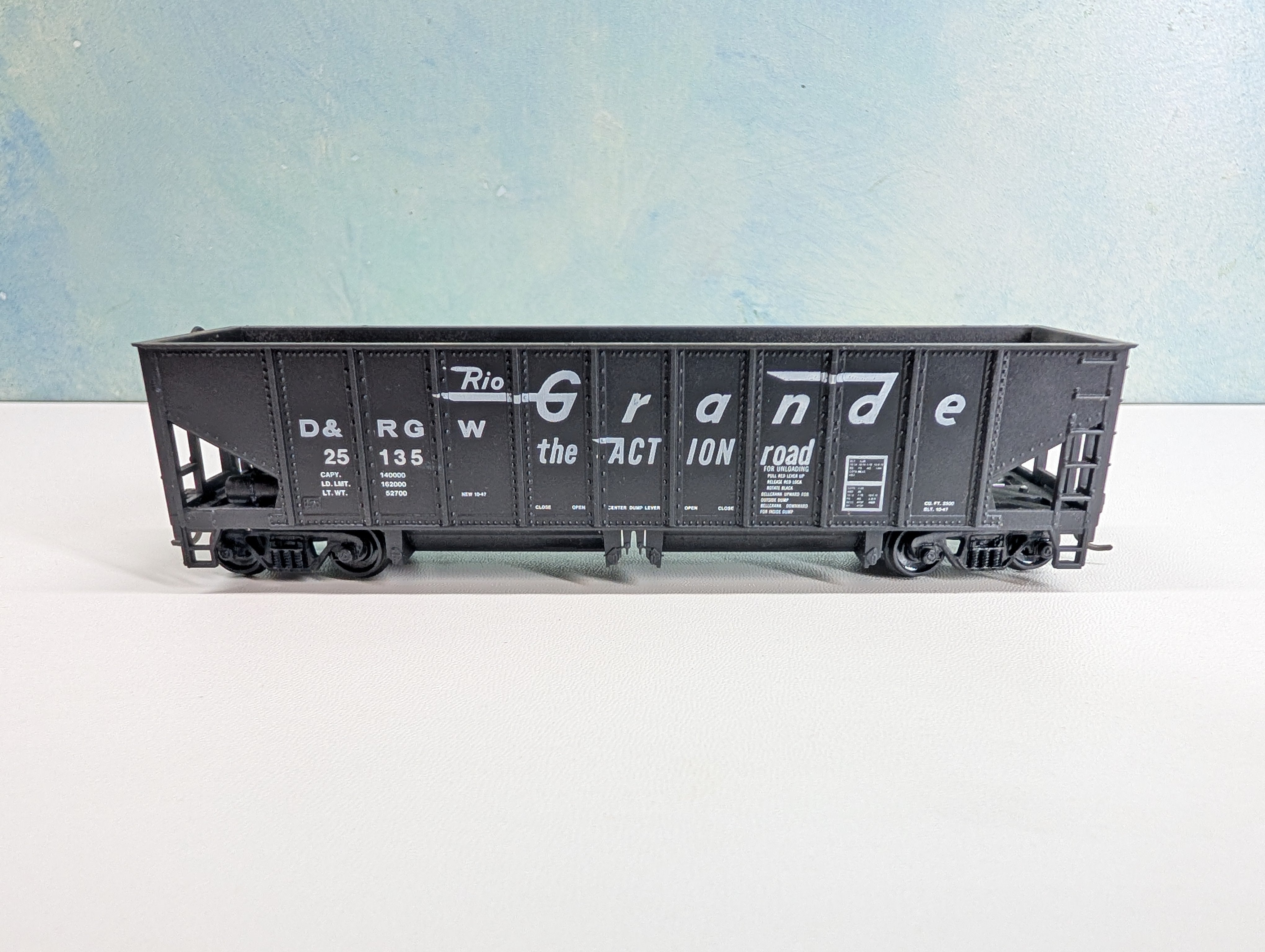 USED Roundhouse 1564 HO Scale Ballast Car Rib-Side Rio Grande D&RGW #25135