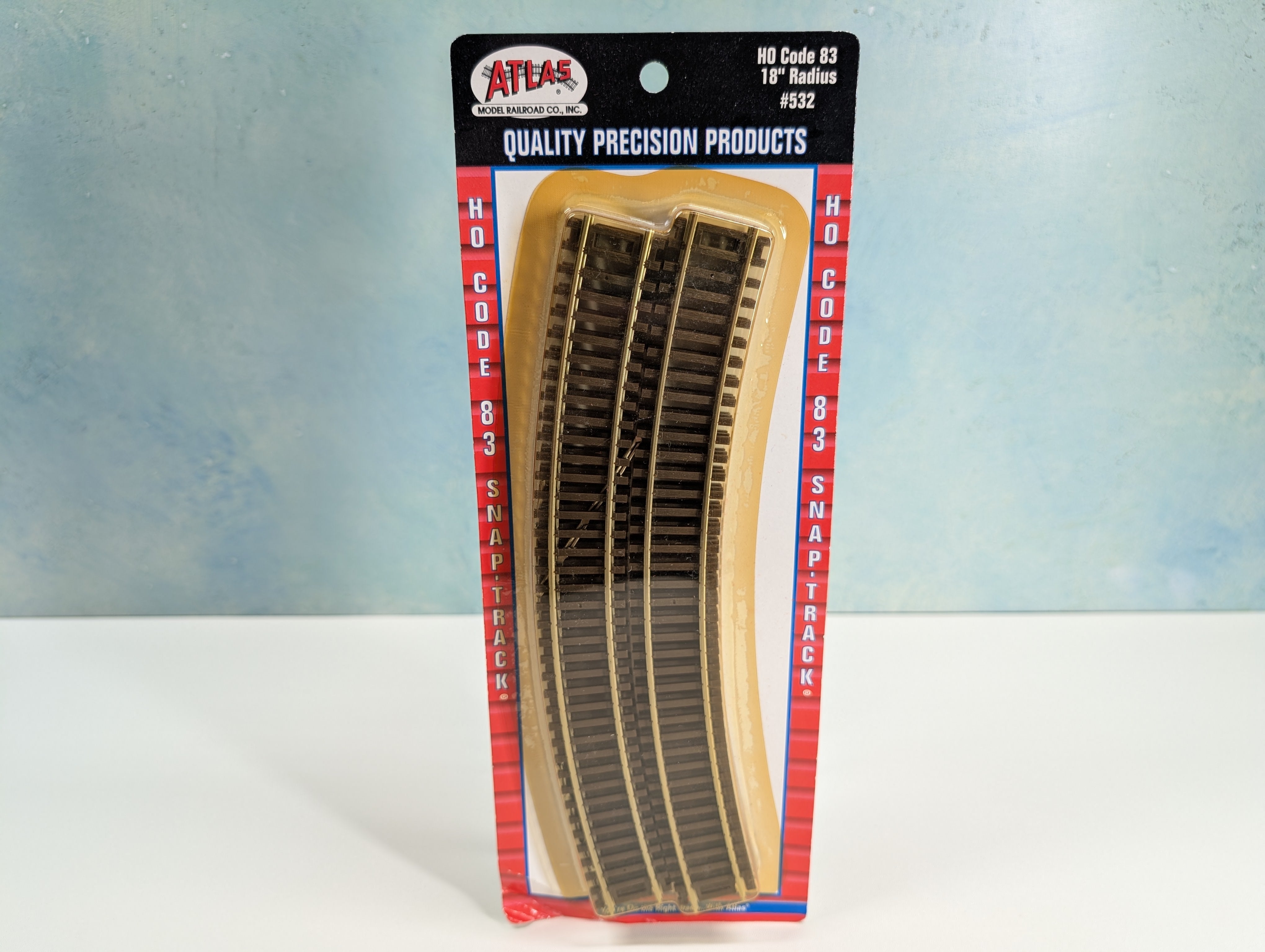Atlas 532 HO Scale 18" Curved Radius Nickel Silver Code 83 Track (6 pcs)