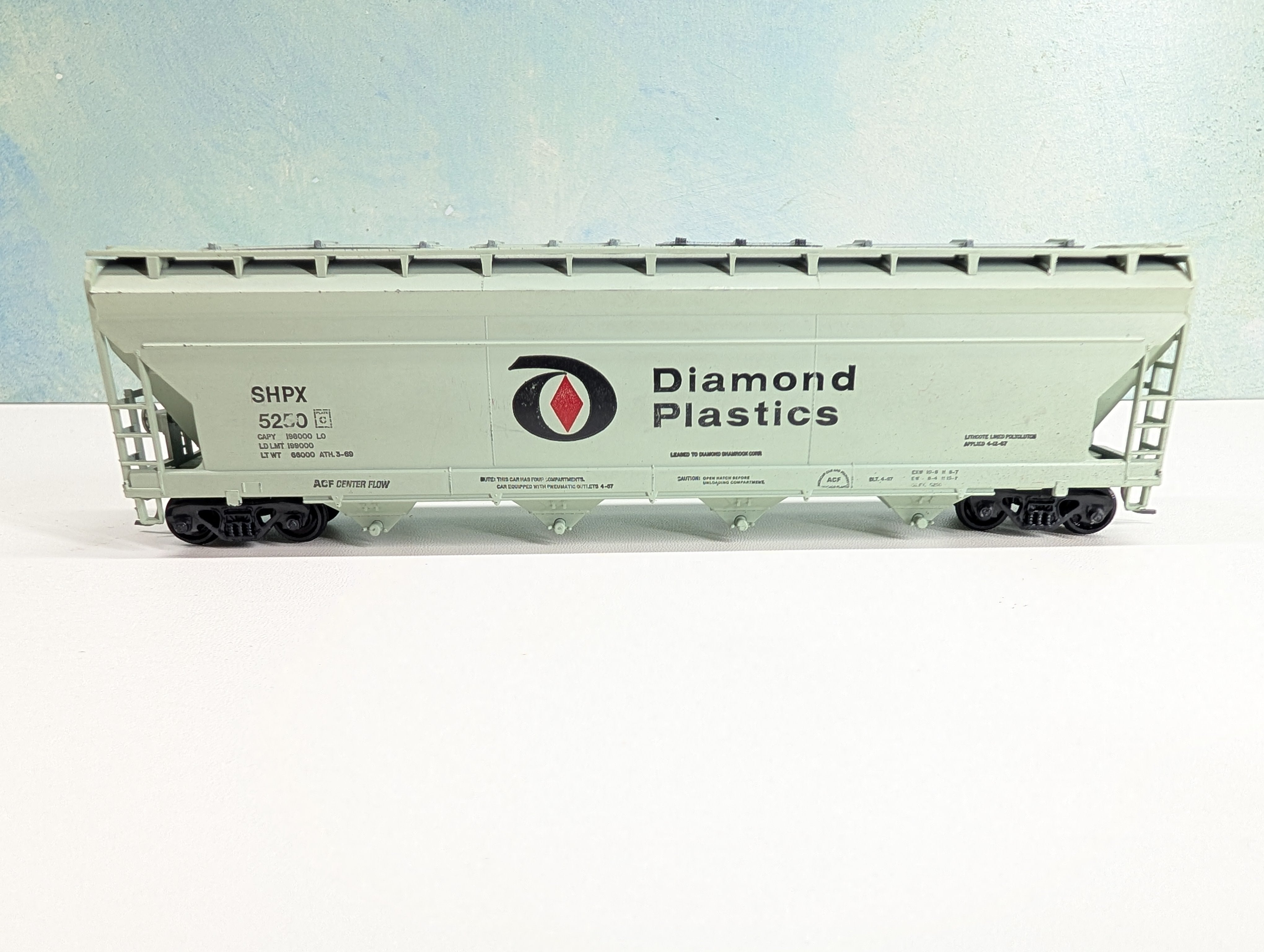 USED Athearn 1913 HO Scale ACF Center Flow Hopper Diamond Plastics SHPX #5250