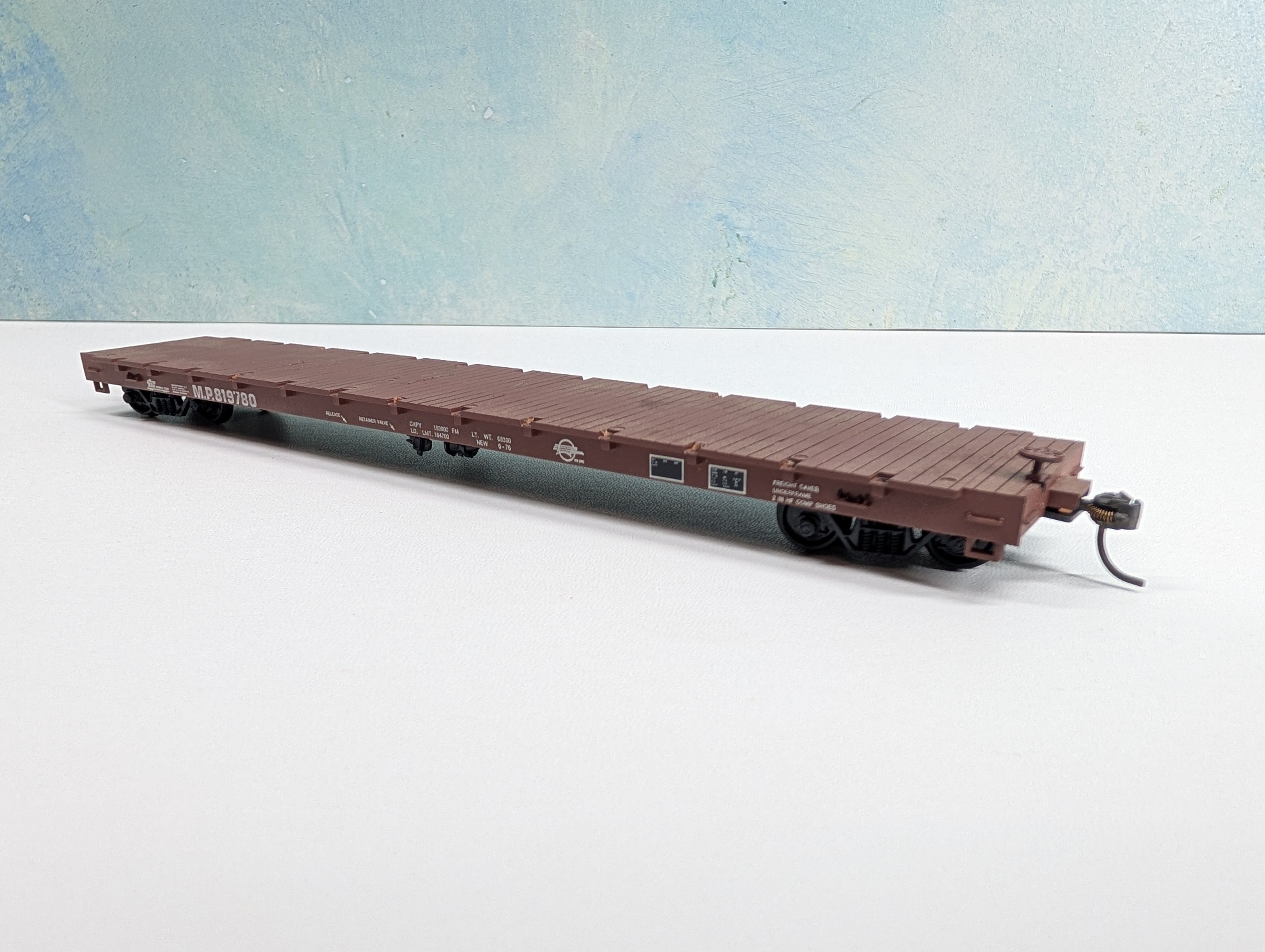 USED Roundhouse 1285 HO Scale 60' Bulkhead Flat Car Missouri Pacific MP #819780
