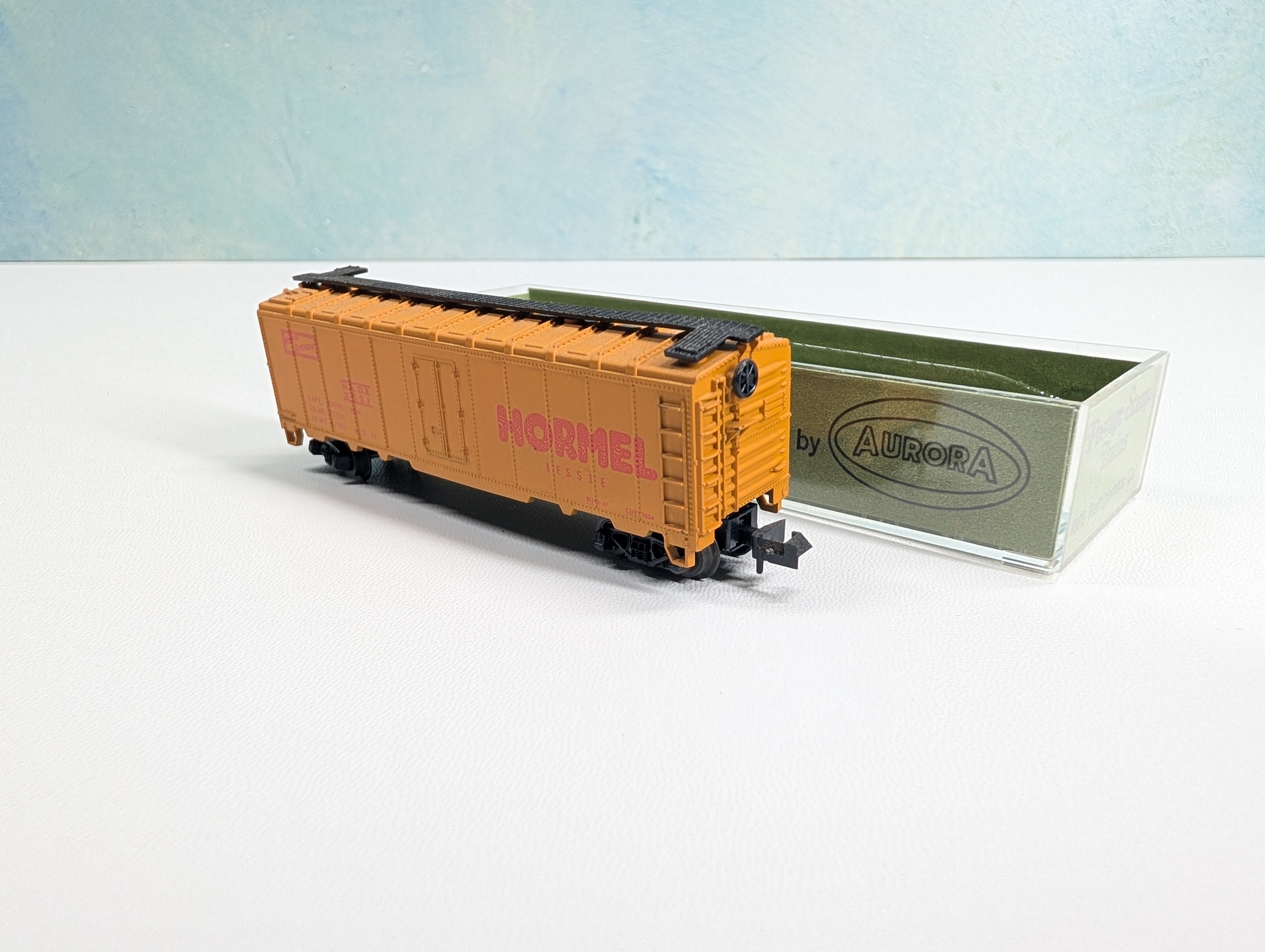 USED Postage Stamp Trains Aurora N Scale Box Car Hormel NADX #3521