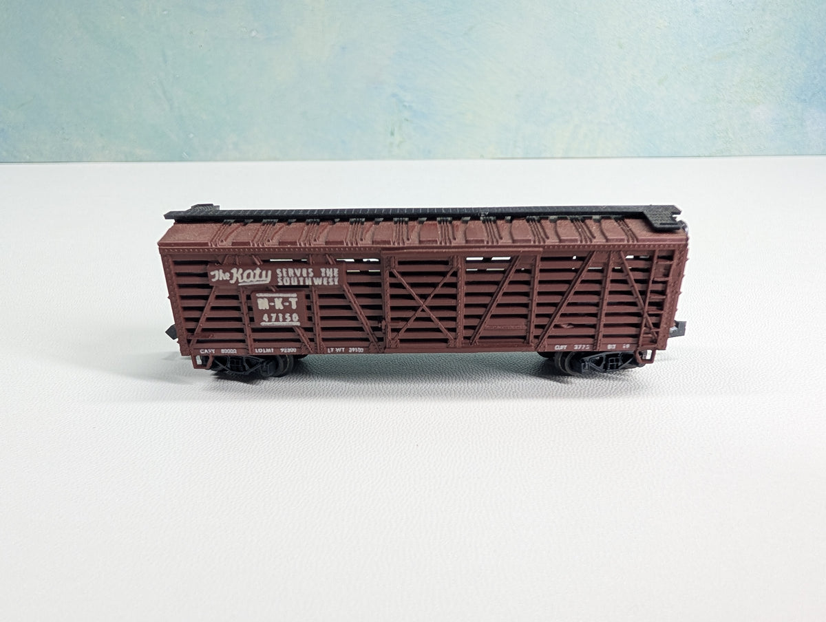USED Postage Stamp Trains Aurora N Scale Cattle Stock Car MKT #47150 The Katy