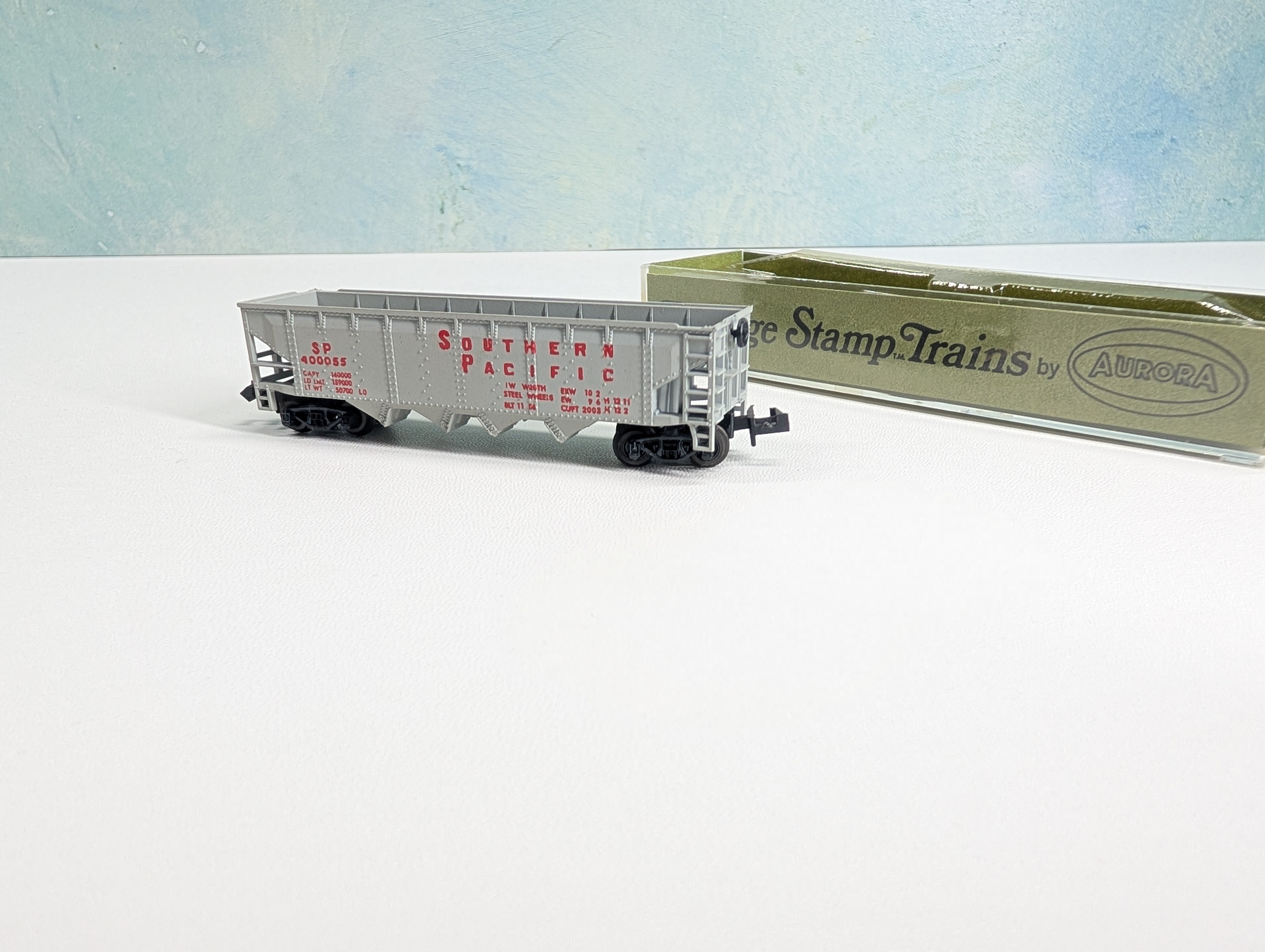 USED Postage Stamp Trains Aurora N Scale Quad Hopper Southern Pacific SP #400055