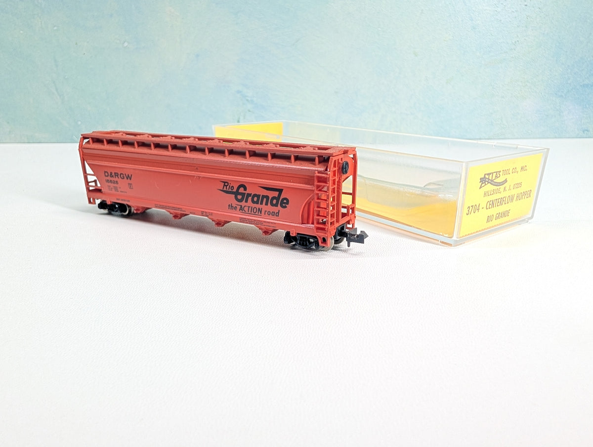 USED Atlas 3704 N Scale ACF Centerflow Hopper Rio Grande D&RGW #15525