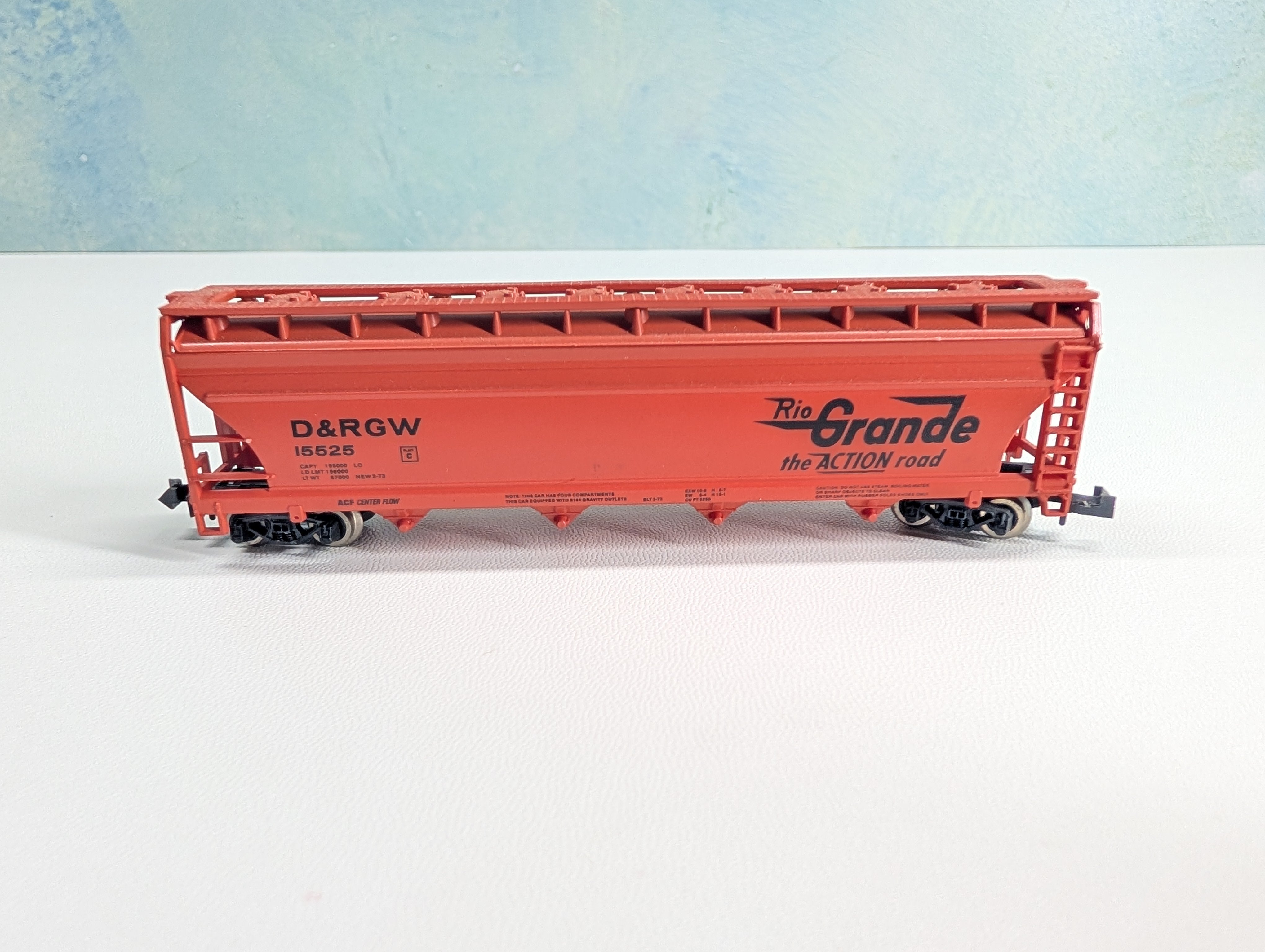 USED Atlas 3704 N Scale ACF Centerflow Hopper Rio Grande D&RGW #15525