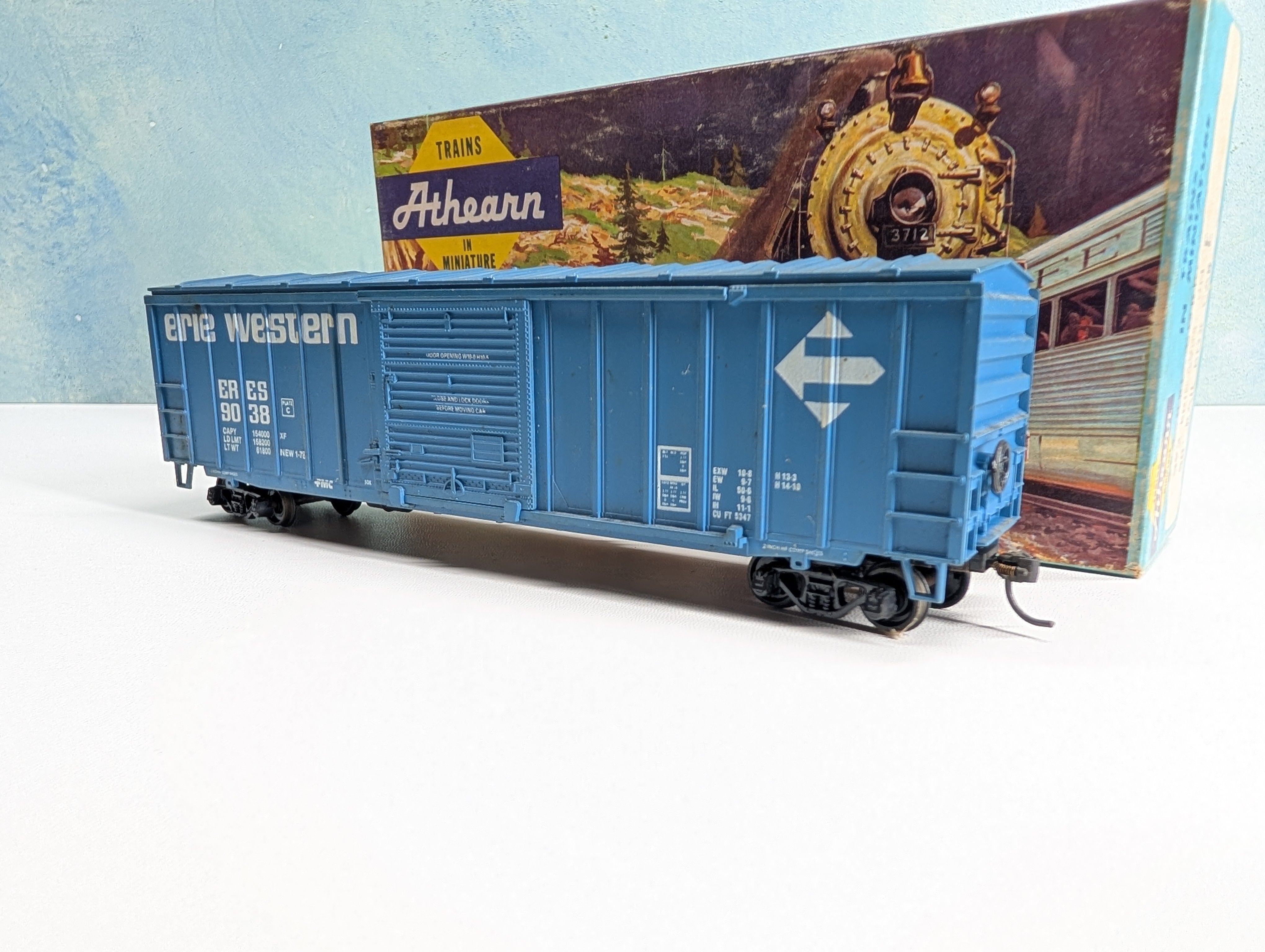 USED Athearn HO Scale 50' ACF Rail Box Type Box Car Erie Western ERES #9038 Bev-Bel