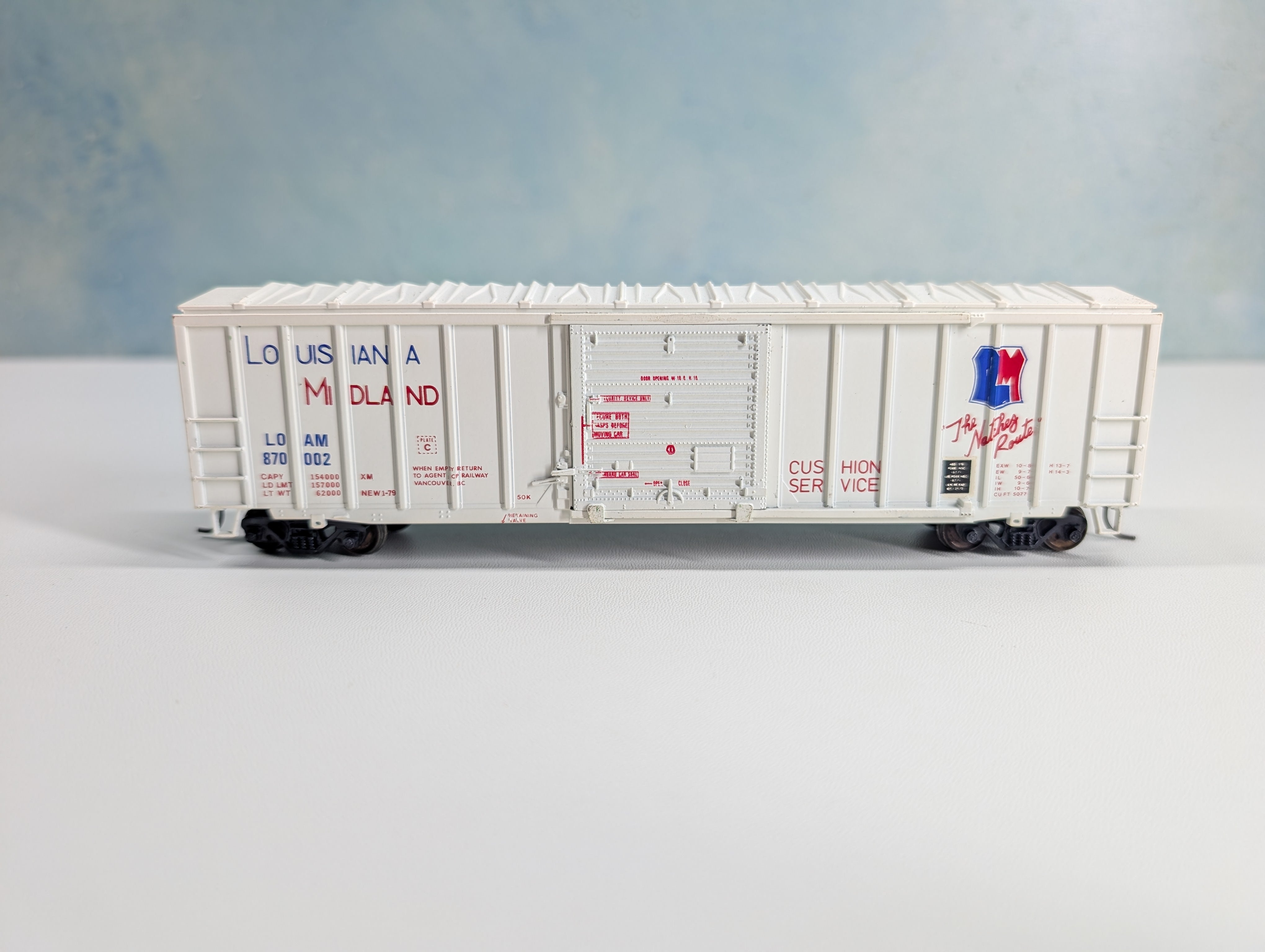 USED Athearn HO Scale 50' ACF Rail Box Type Box Car Louisiana Midland LOAM #870002 Bev-Bel