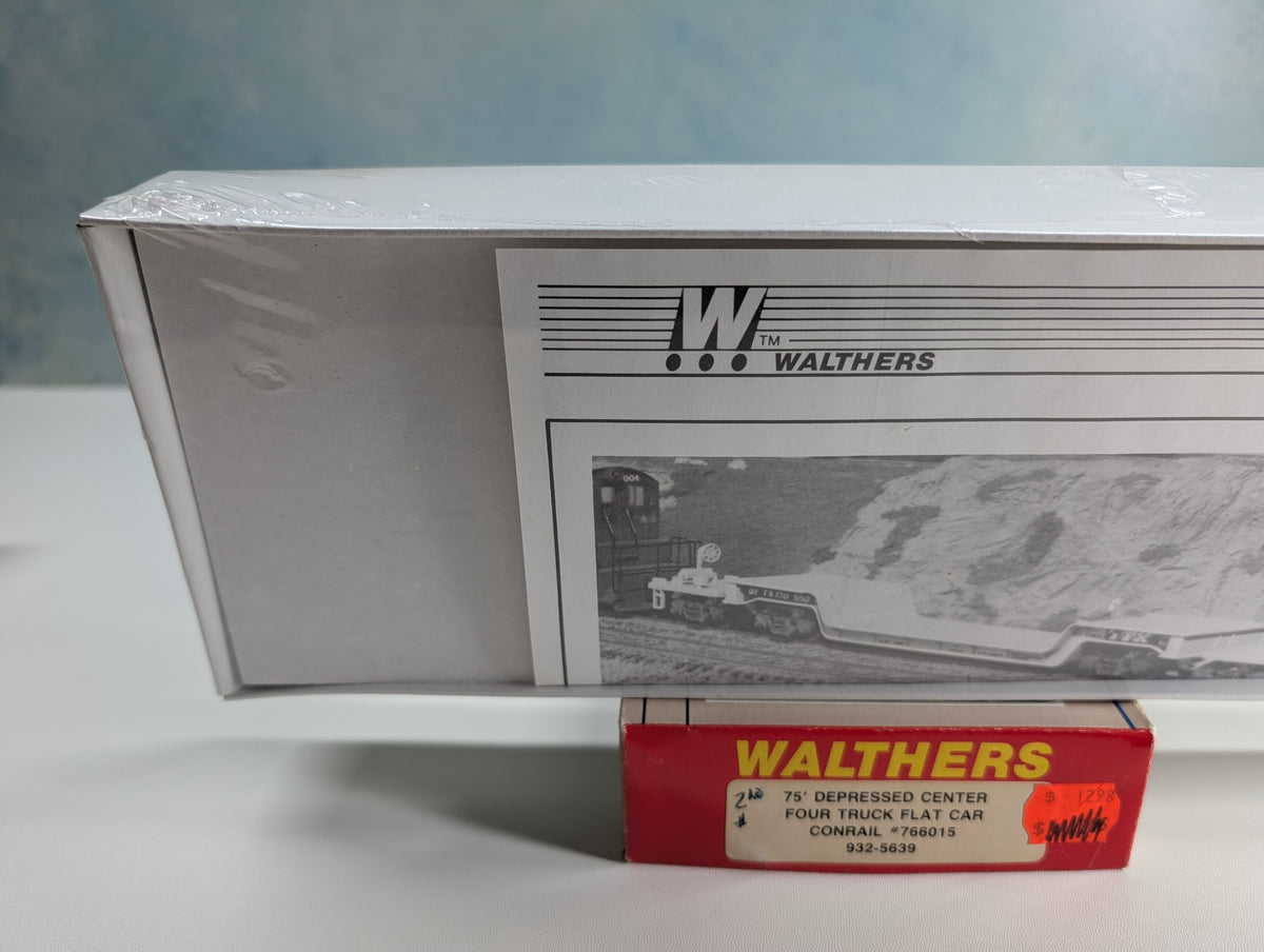 USED Walthers 932-5639 HO Scale 75' Depressed Center Four Truck Flat Car Conrail #766015 Sealed KIT