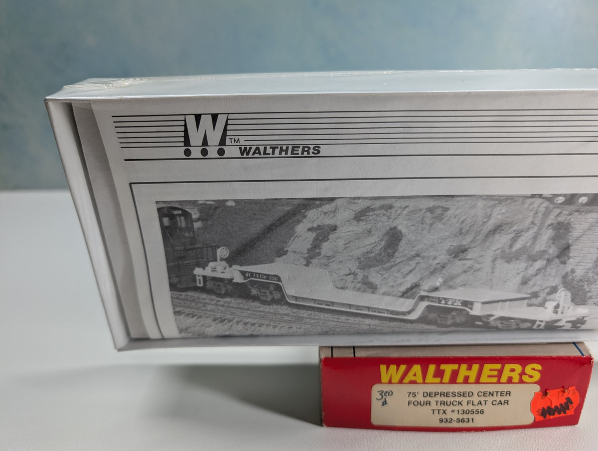 USED Walthers 932-5631 HO Scale 75' Depressed Center Four Truck Flat Car TTX #130556 Sealed KIT