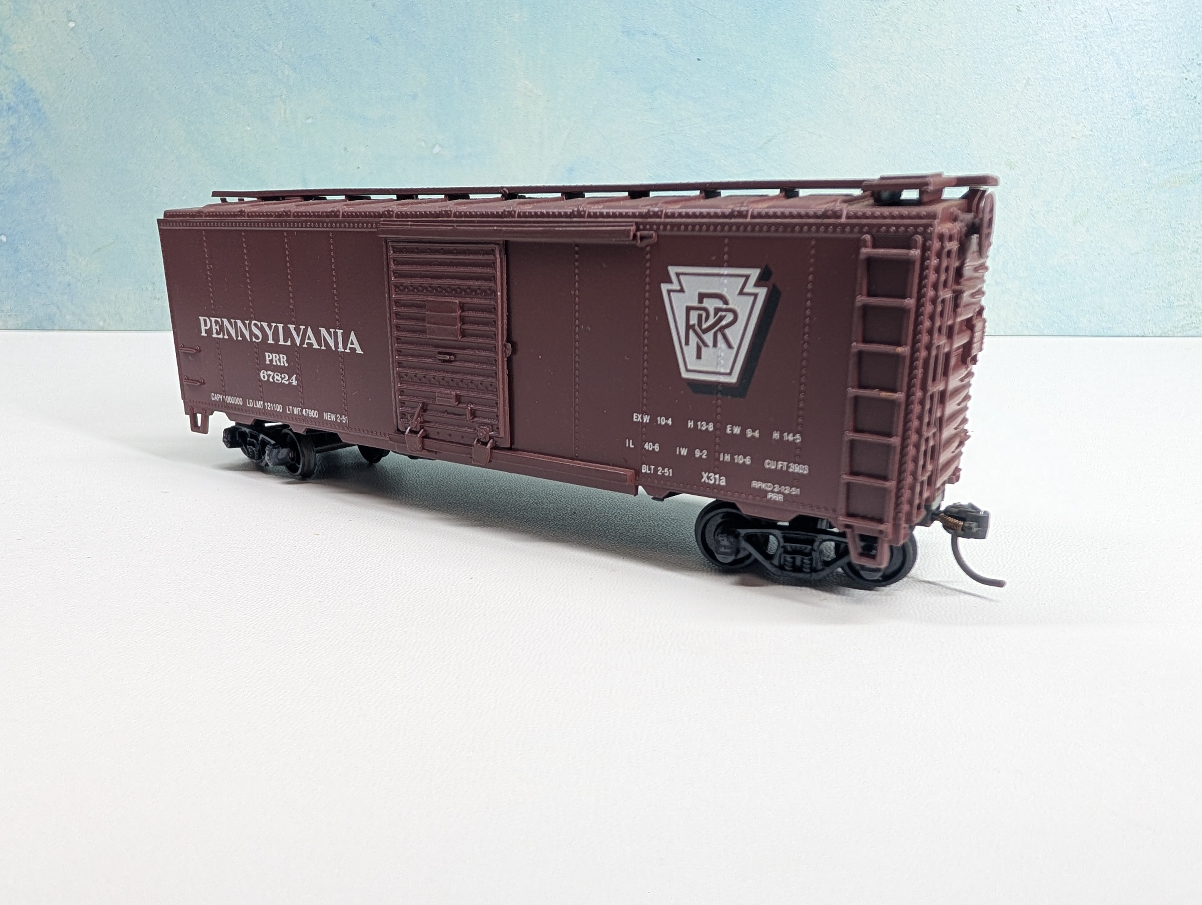 USED Athearn HO Scale 40' Box Car Pennsylvania PRR #67824 Bev-Bel