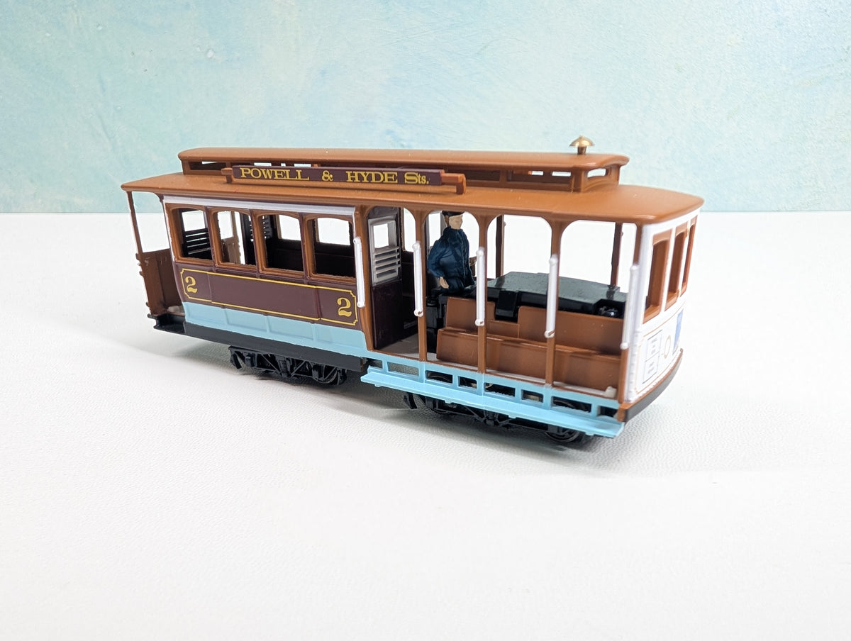 USED Bachmann HO Scale San Francisco Cable Car w/ Grip Man Powell & Hyde #2 Tested! DC