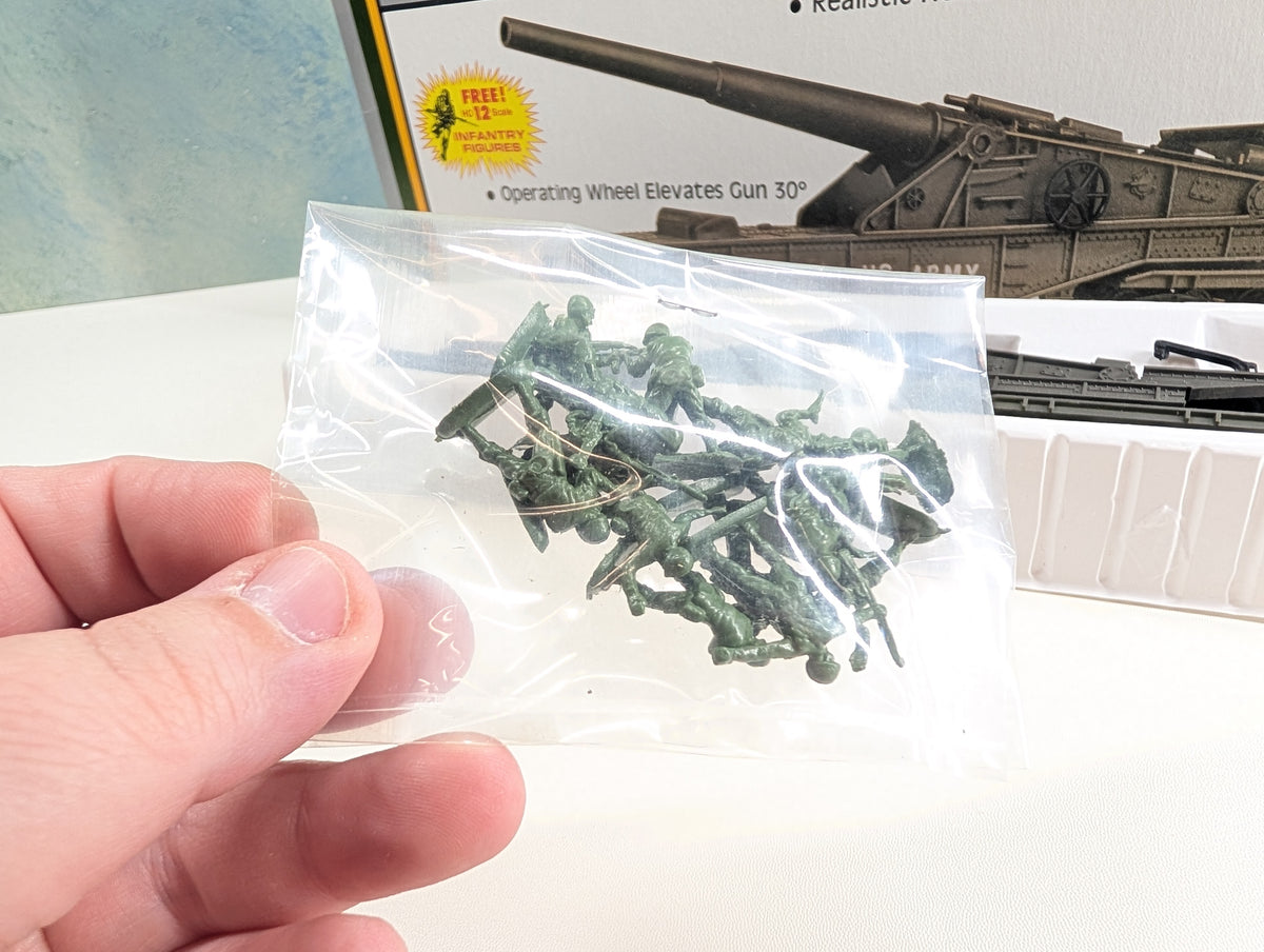 USED AHM 11114 HO Scale Big Thunder Railway Gun Car & Figures US Army 114