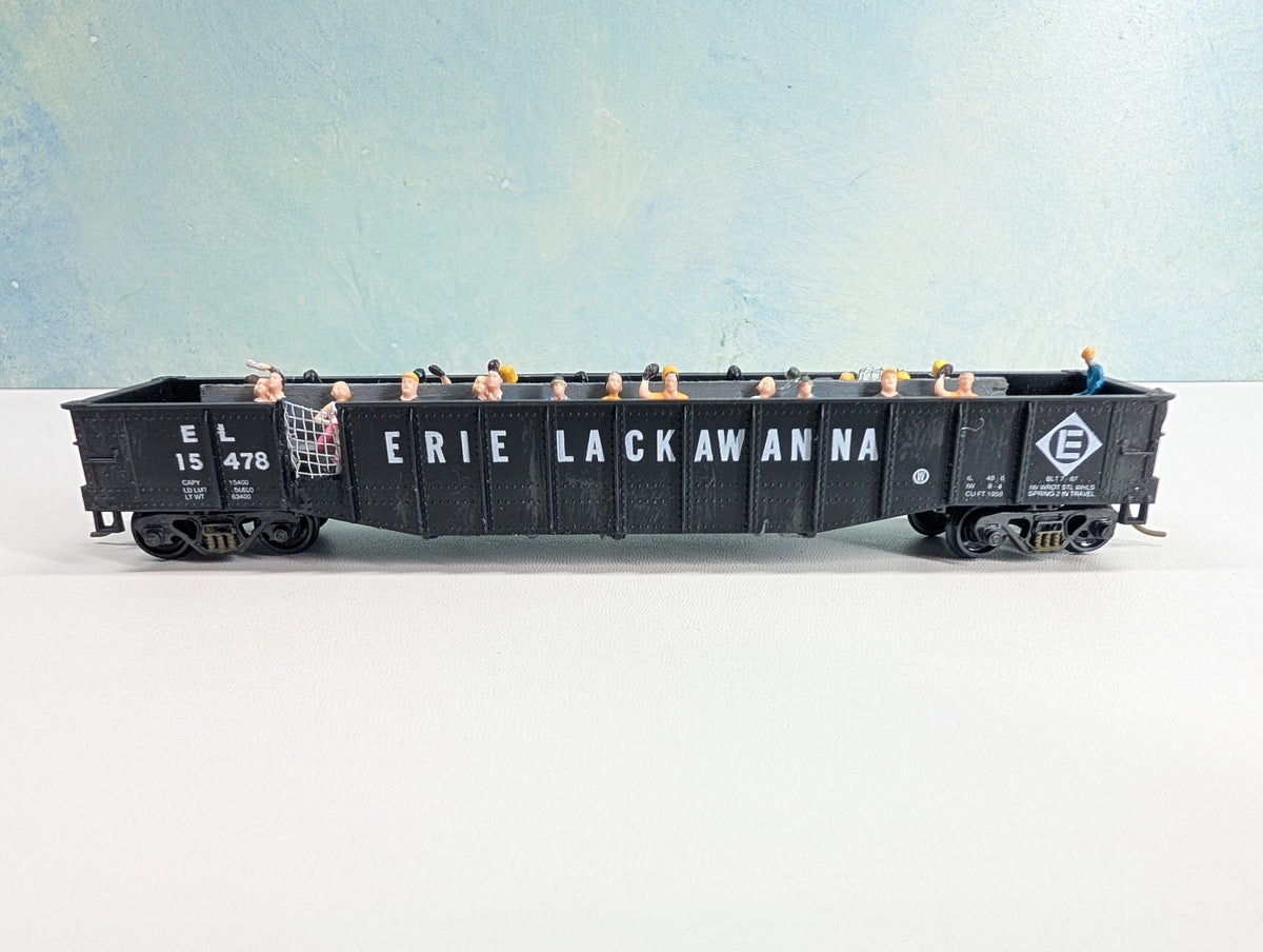 USED Athearn HO Scale Custom 50' Excursion Gondola w/ Passengers Erie Lackawanna EL #15478