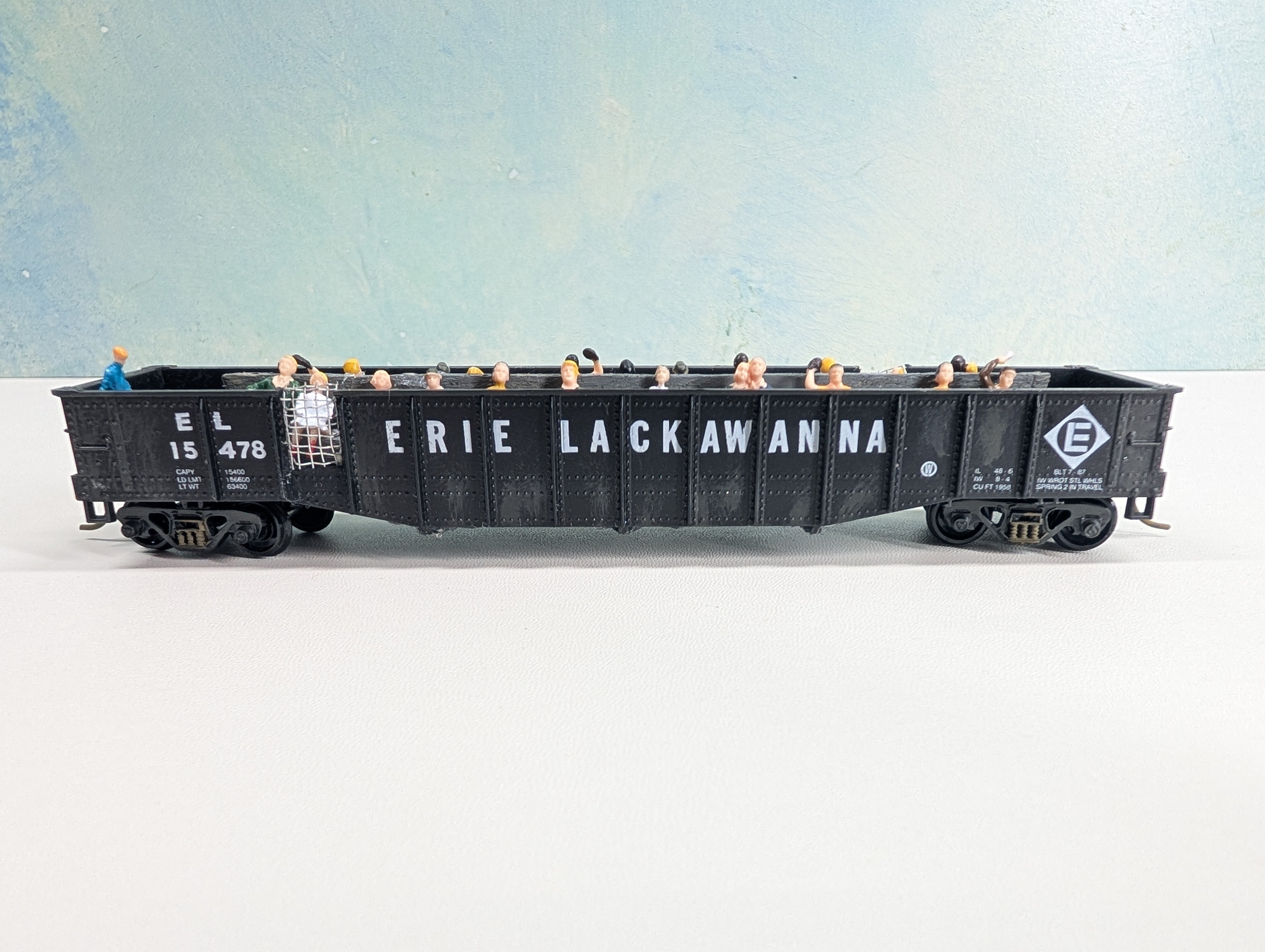 USED Athearn HO Scale Custom 50' Excursion Gondola w/ Passengers Erie Lackawanna EL #15478