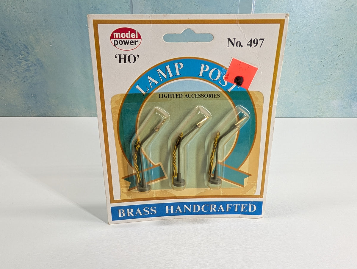 Model Power 497 HO Scale Brass Lighted Lamp Posts (3 pcs)