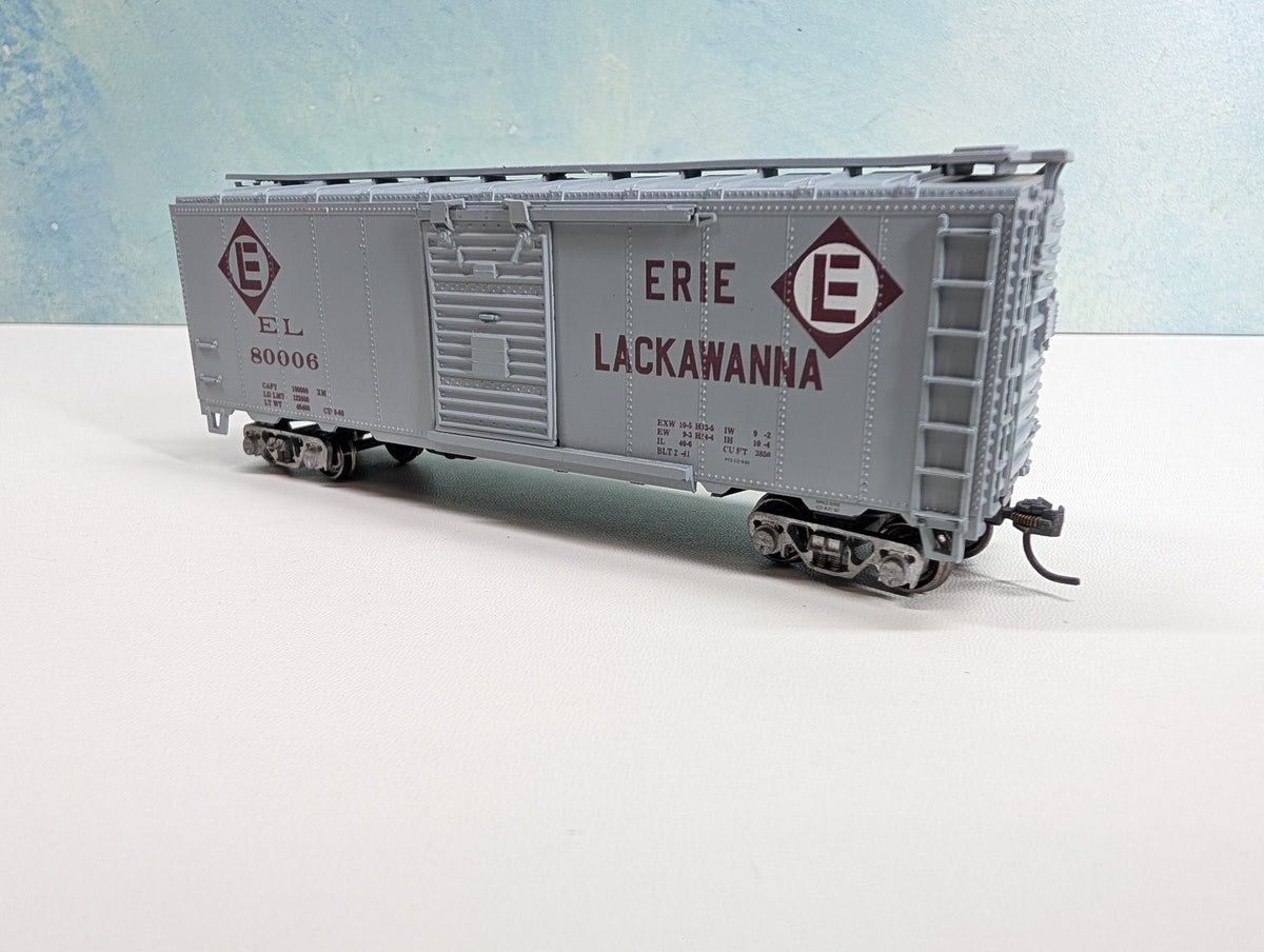 USED Athearn HO Scale 40' Box Car Erie Lackawanna EL #80006 Bev-Bel, Metal Wheels