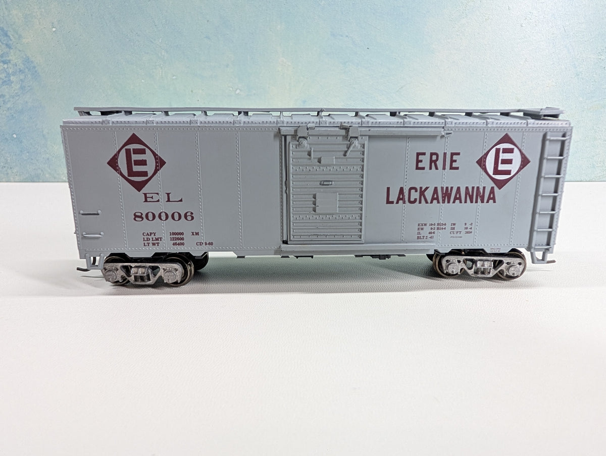 USED Athearn HO Scale 40' Box Car Erie Lackawanna EL #80006 Bev-Bel, Metal Wheels